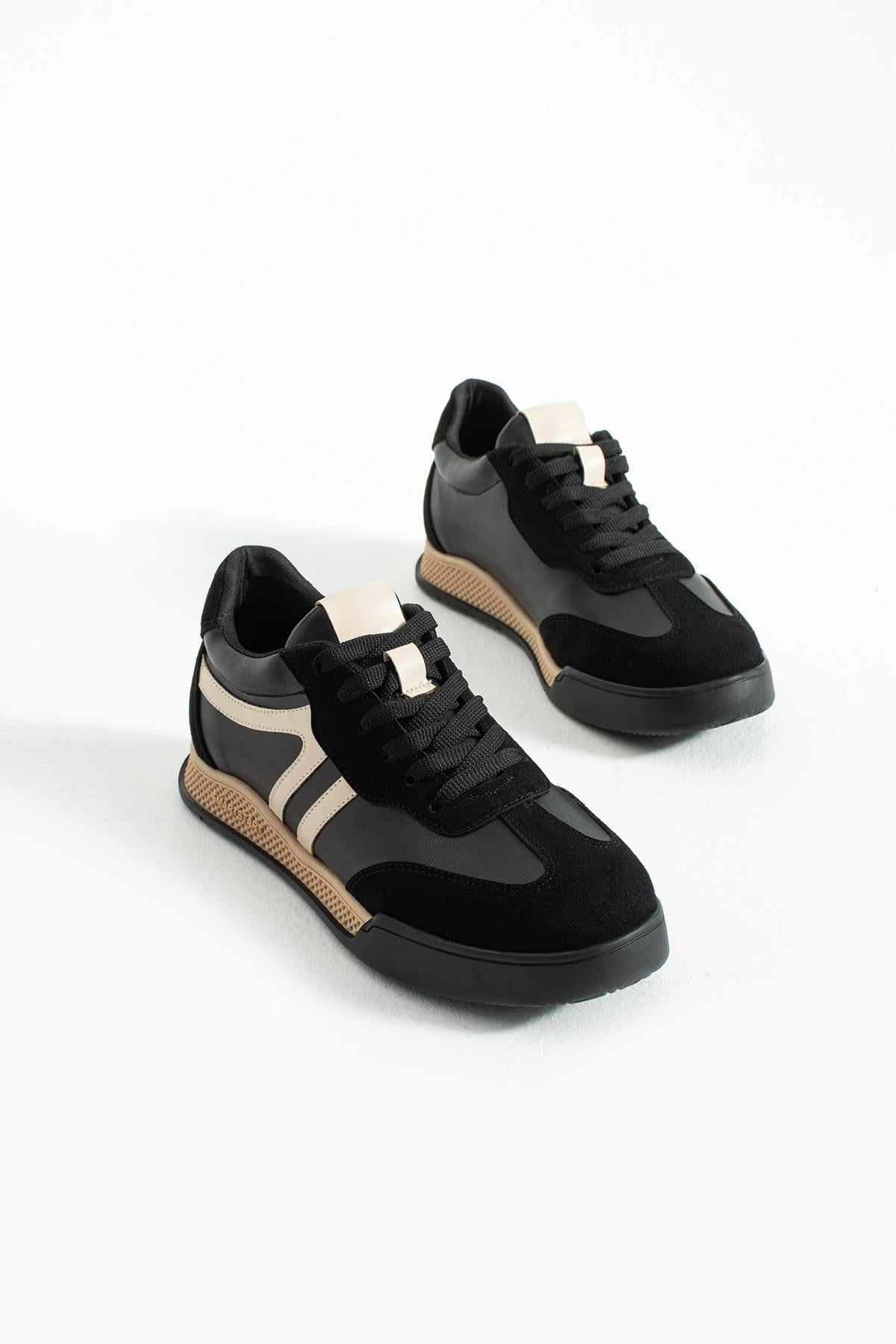Kadın Sneaker Bağcıklı Spor Ayakkabı Tera - Siyah