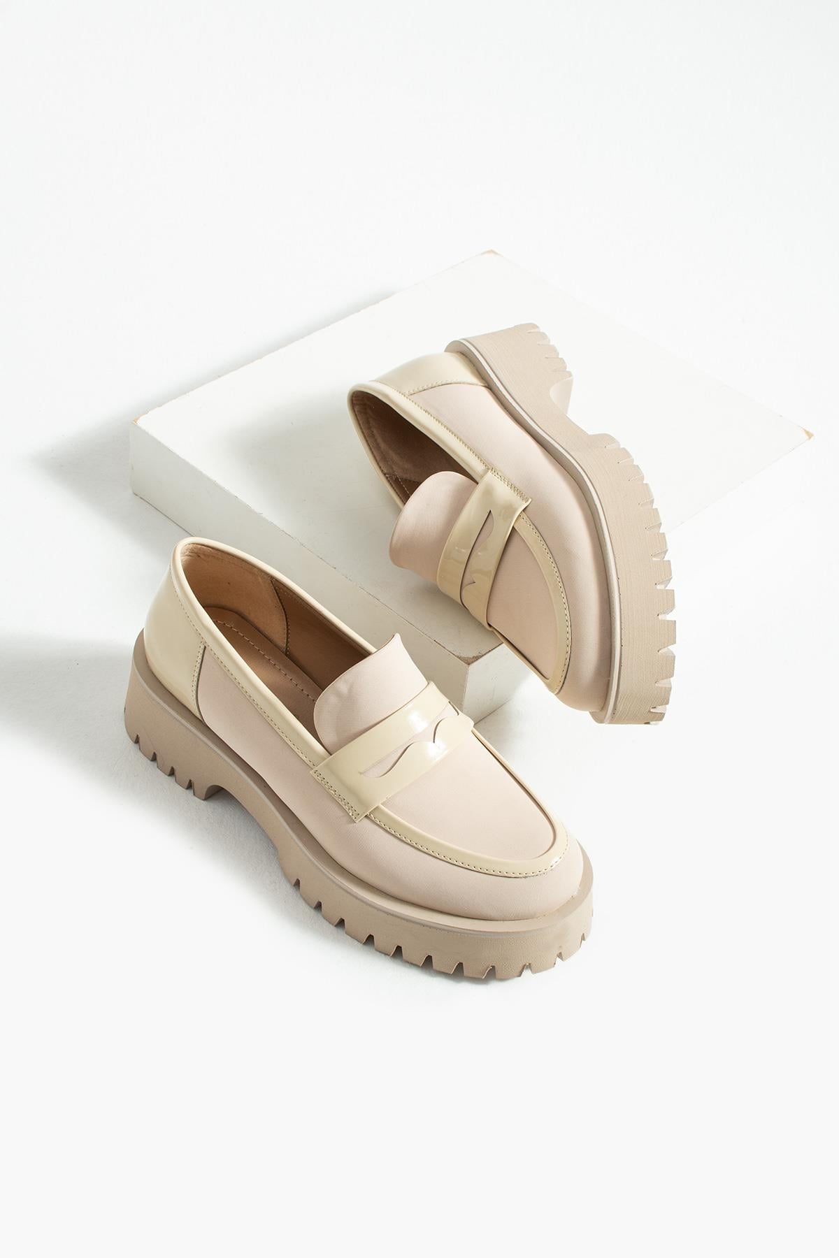 Kadın Yüksek Taban Günlük Loafer Vela - Bej