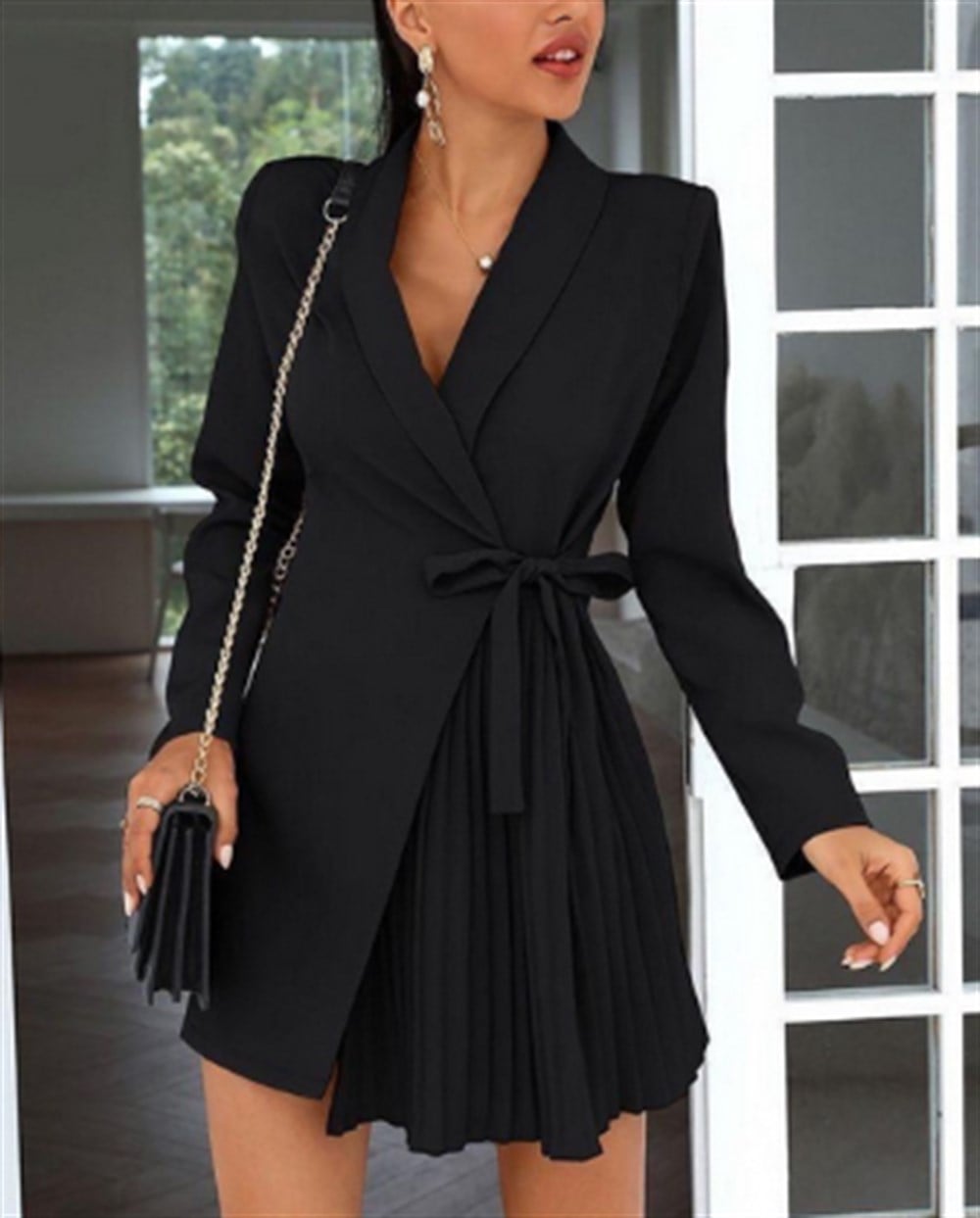 Eteği Pileli Mini Elbise
