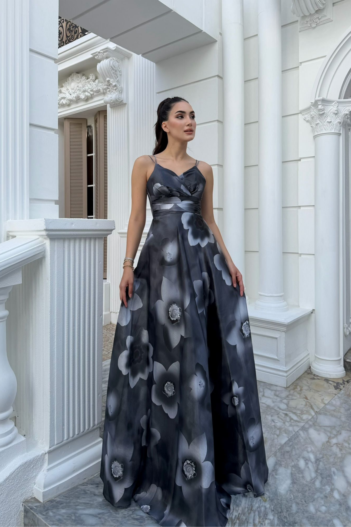 Feza Desenli Askı Detay Abiye 1093