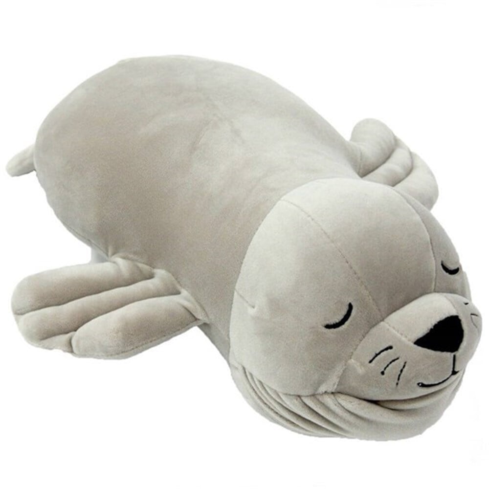 Uykucu Fok Figürlü Peluş Yastık 40cm-Hayvan Figüleri