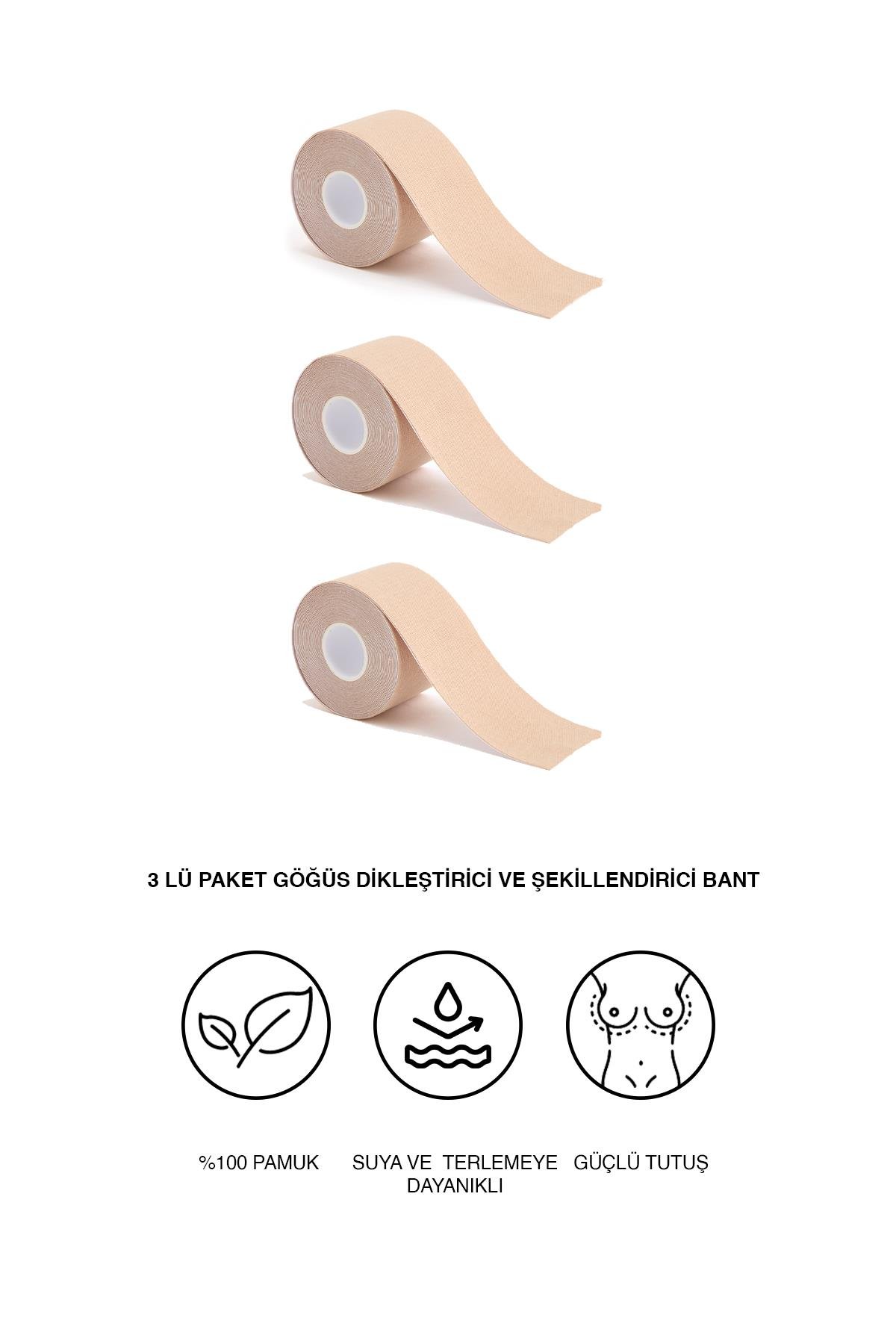 3 lü Paket Göğüs Dikleştirici Ve Şekillendirici Bant Ten