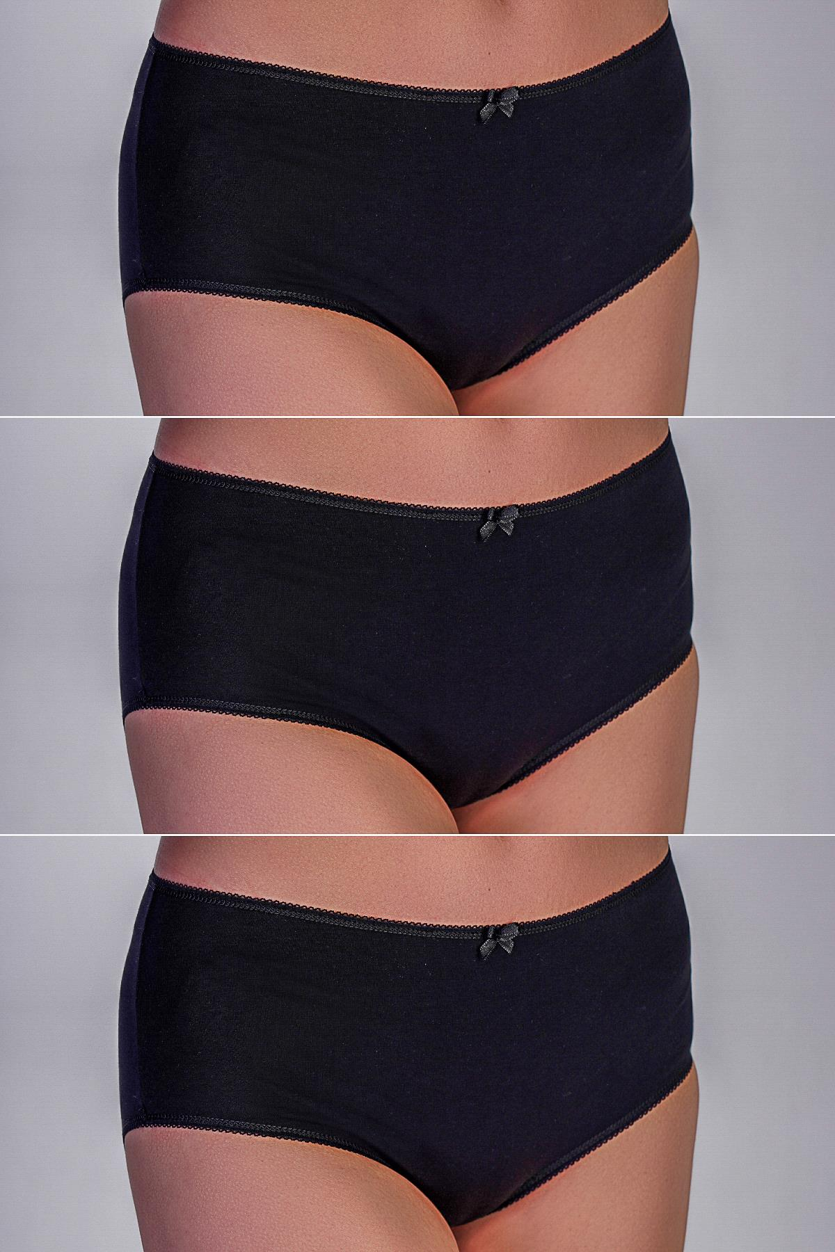 3'lü Paket Pamuklu Slip Külot 5003 Siyah