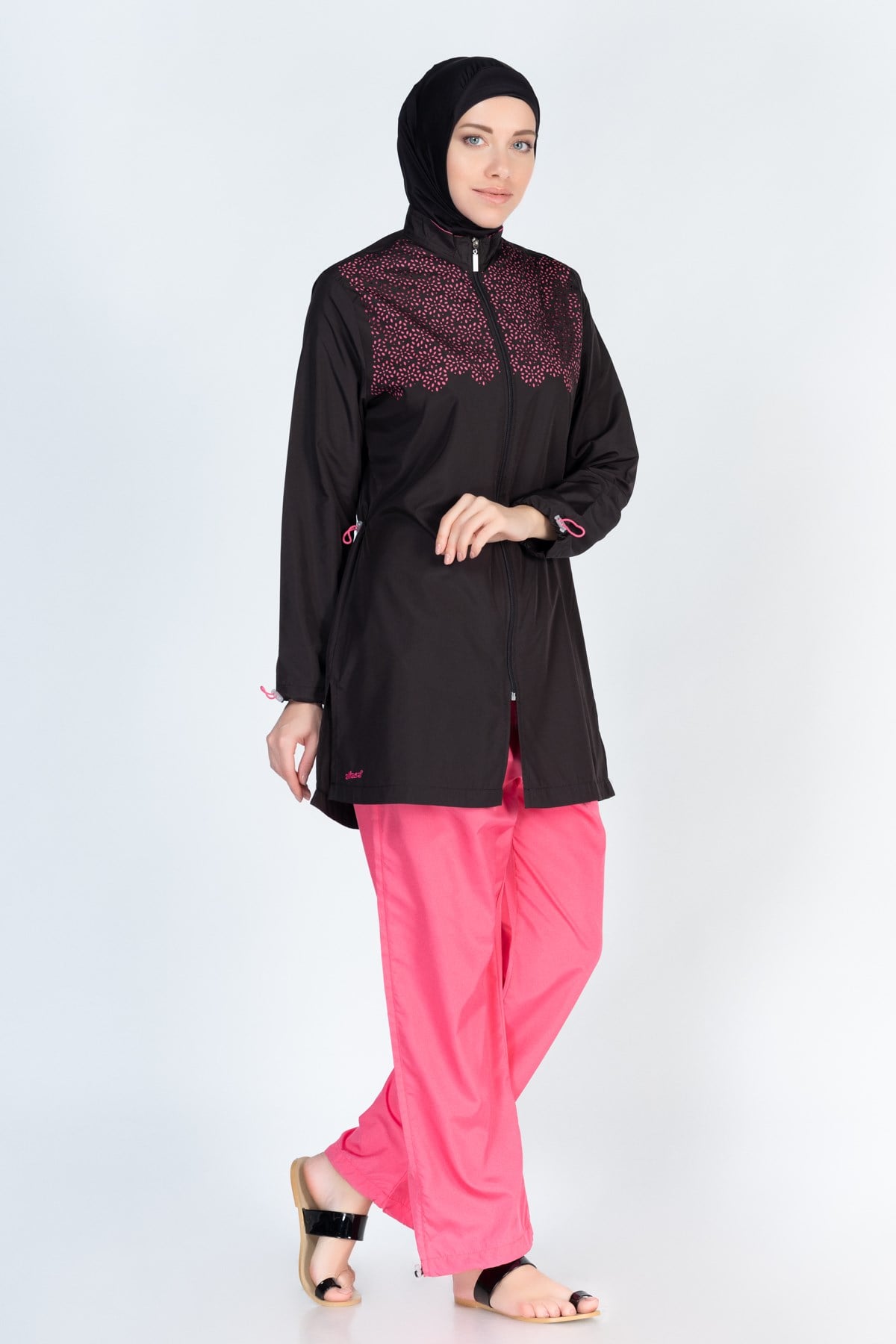 Alfasa 334 Trousers Long Covered Laser Patterned Islamic Burkini Swimsuit