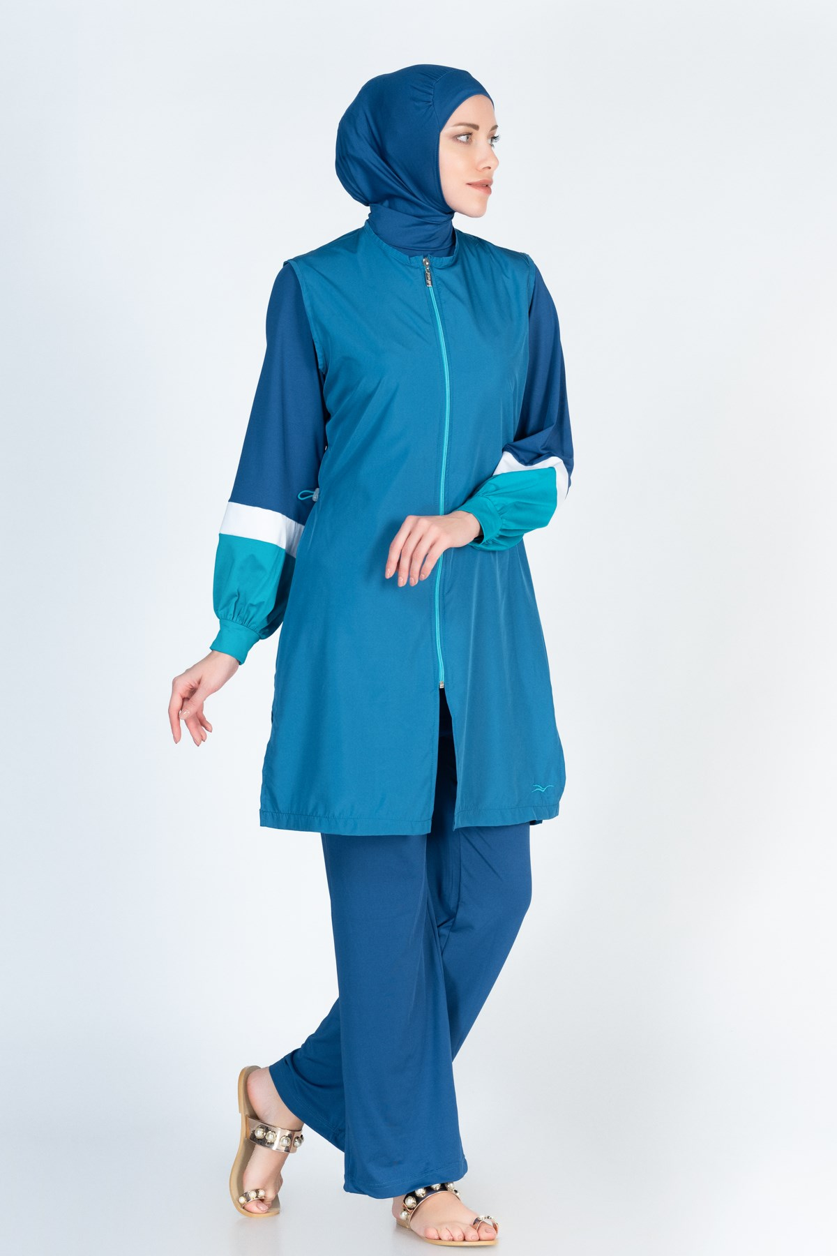 Alfasa 363 Long Coreved Vest Trousers Islamic Burkini Swimsuit