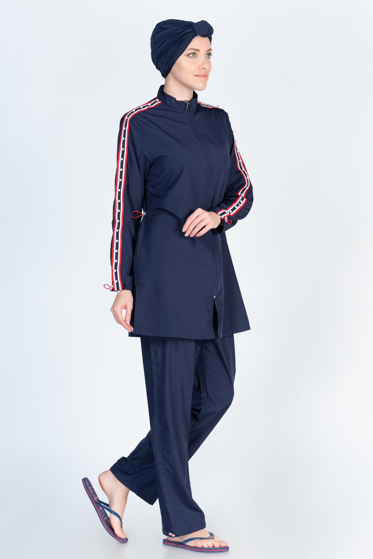 Alfasa 373 Trousers Long Coreved Line Detail Islamic Burkini Swimsuit