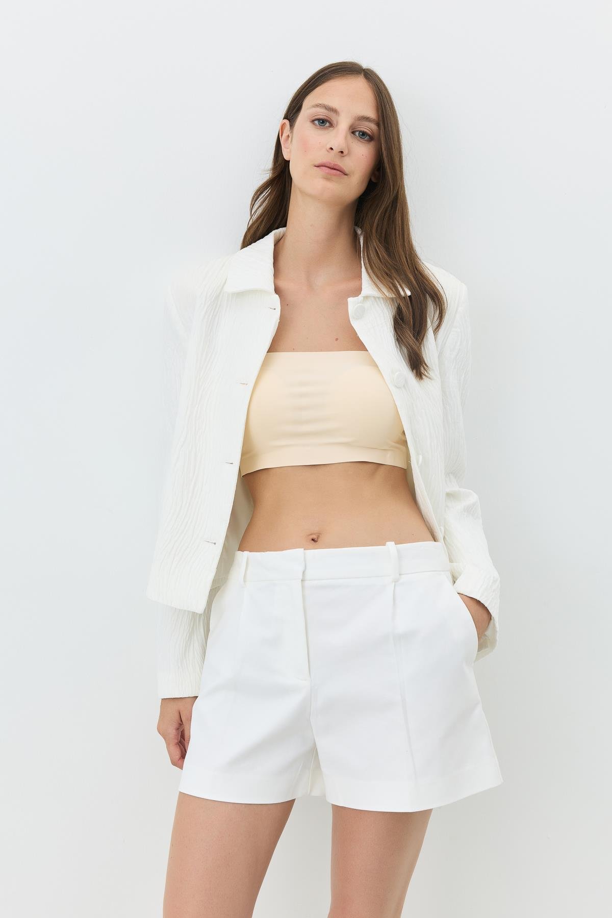 Balensiz Dikişsiz Lazer Kesim Straplez Büstiyer Çıkarılabilir Pedli 1019 Ten