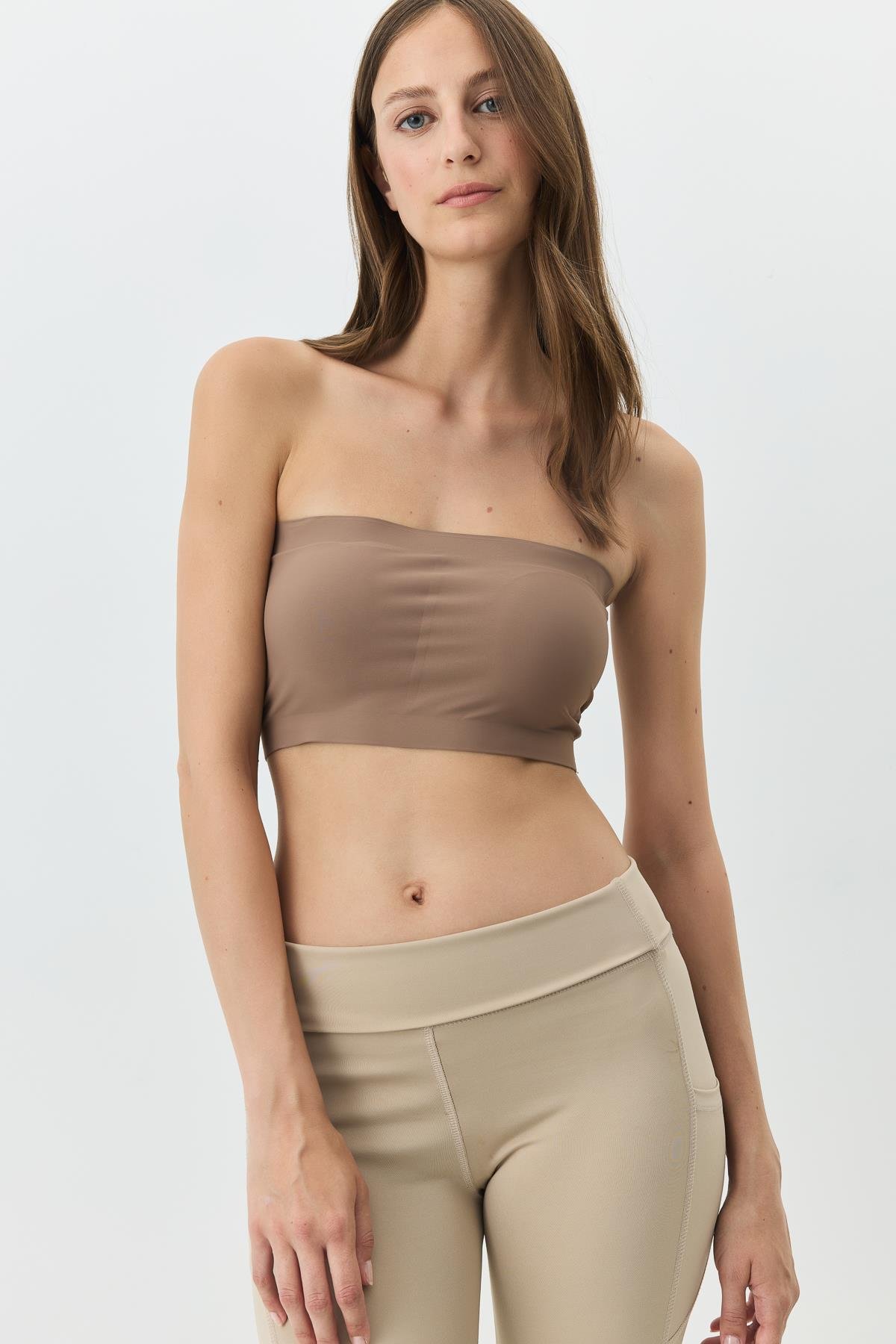 Balensiz Dikişsiz Lazer Kesim Straplez Büstiyer Çıkarılabilir Pedli 1019 Cappucino