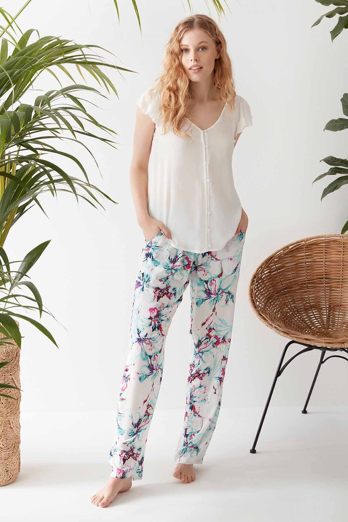 Catherines 1422 Kadın Pijama Takım Ekru