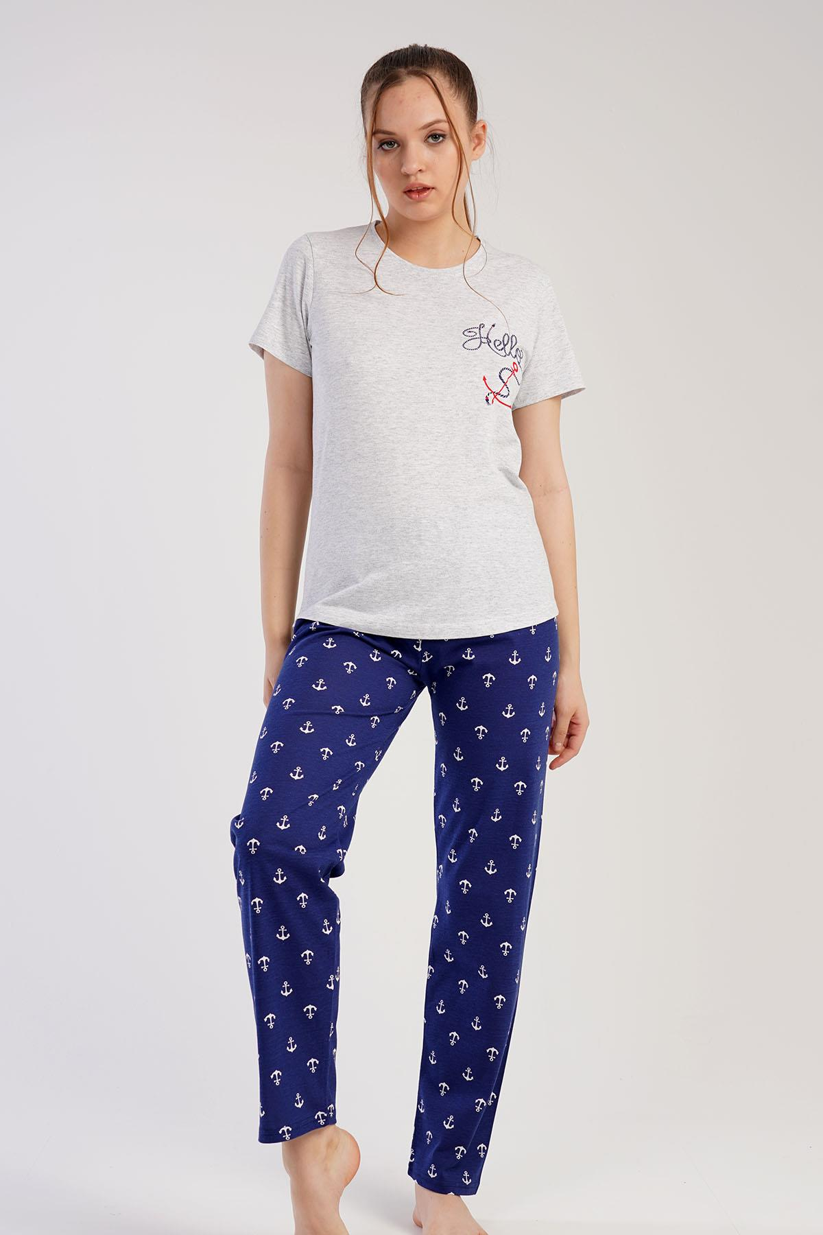 C&City 2023 Kısa Kol Pijama Takım Kar Melanj-441024