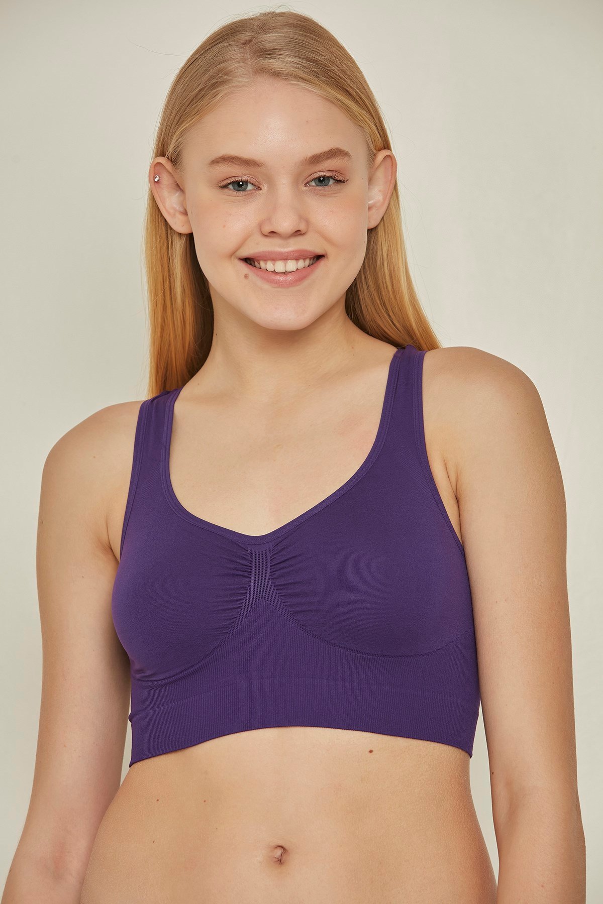 C&City 4001 Dikişsiz Sporcu Büstiyer Mor