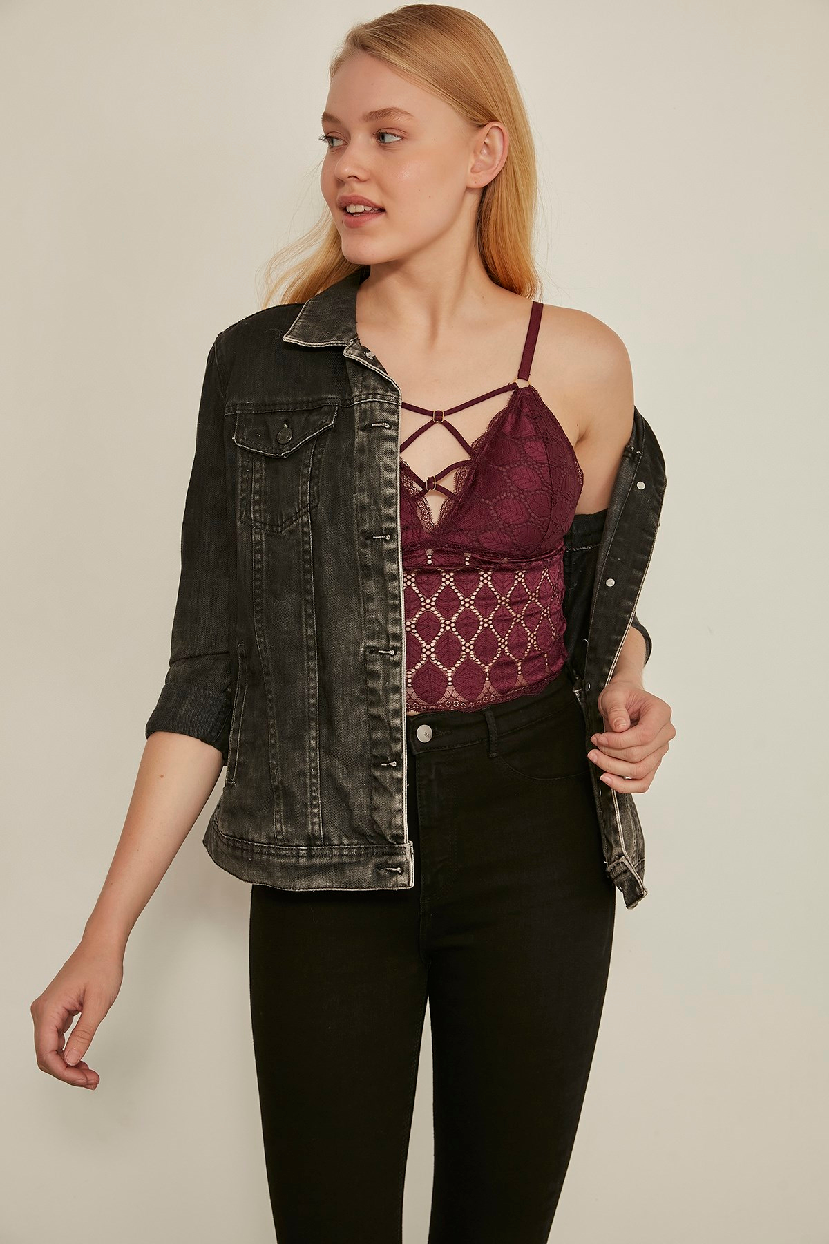 C&City 7124 Kadın Kaplı Bralet Takım Mürdüm