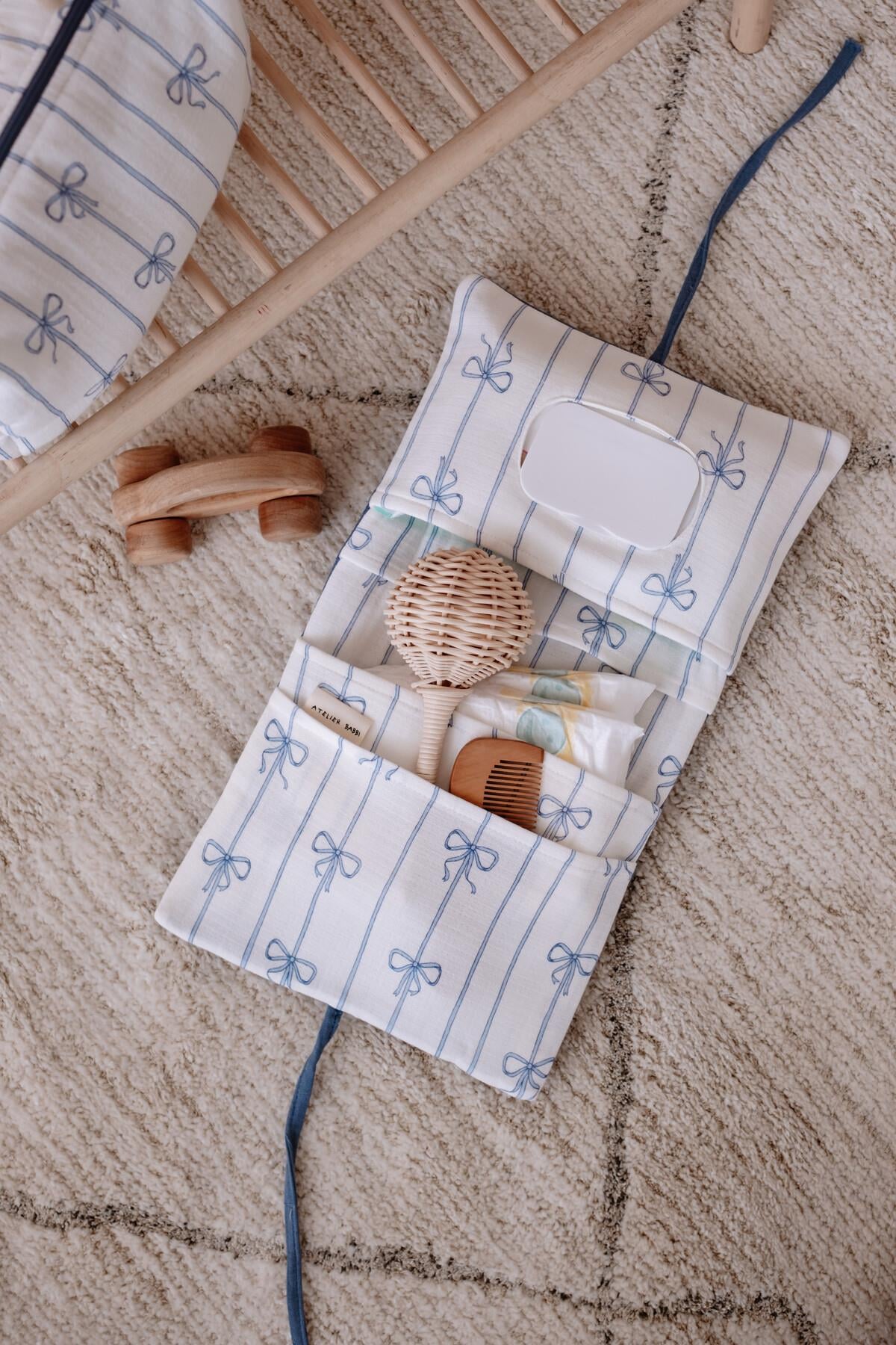 C&City Bebek Islak Mendil ve Bakım Çantası Kurdele/Mavi