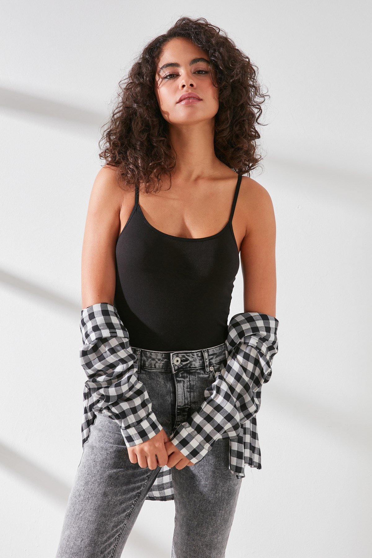 C&City C11415 Kadın Modal Cotton Çıtçıtlı İnce Askılı Atlet Siyah