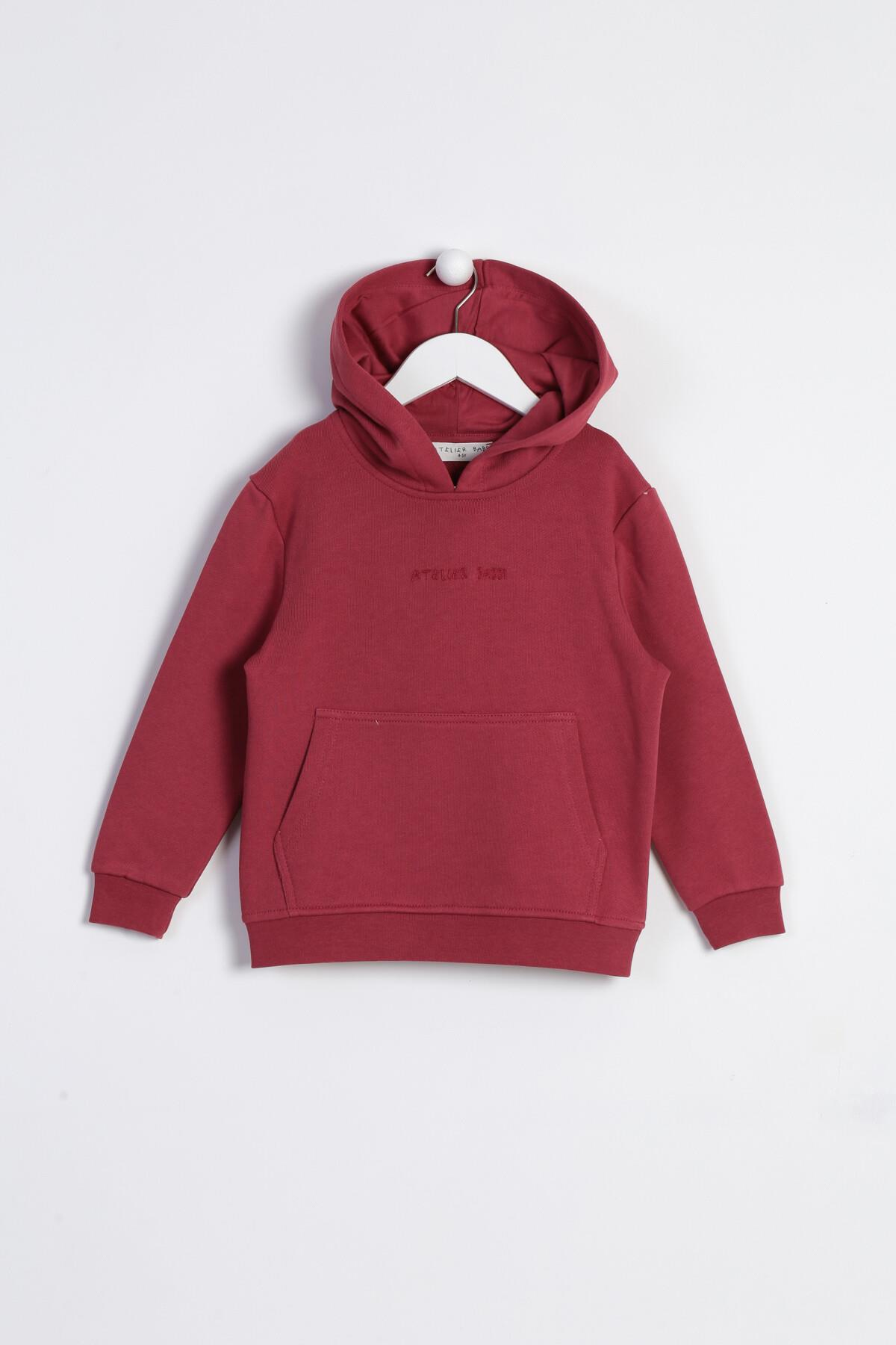 C&City Çocuk Uzun Kol Kapüşonlu Sweatshirt Bordo