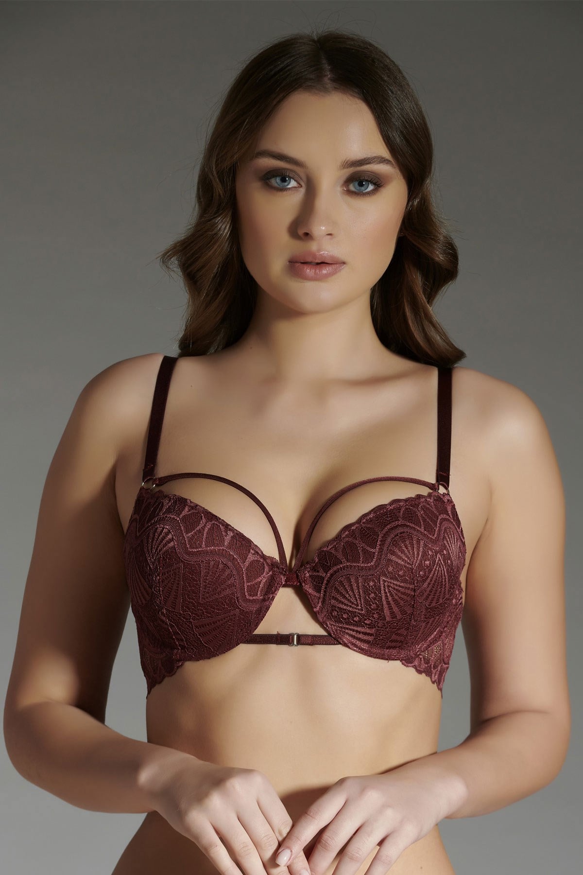 C&City Destekli Push Up Sütyen C13023 Bordo