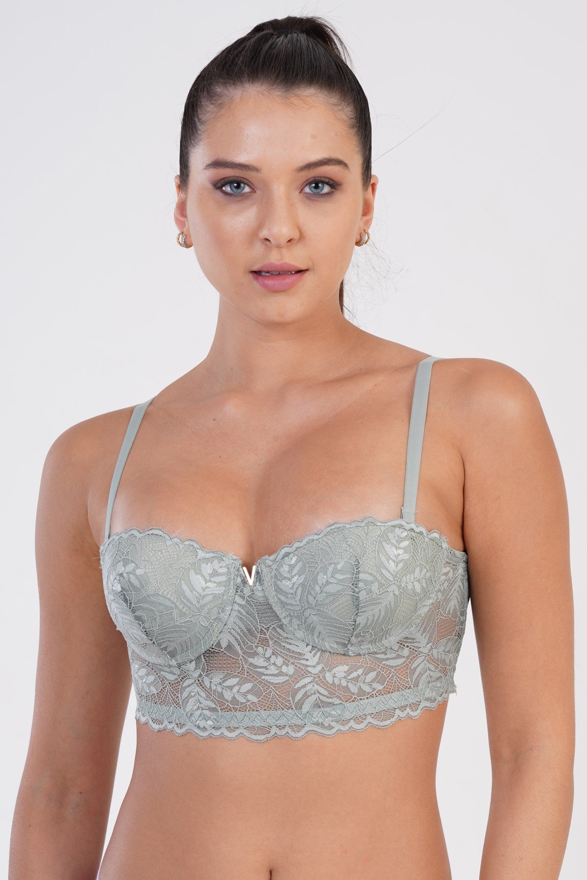 C&City Destekli Straplez Bralet Sütyen C13022 Yeşil