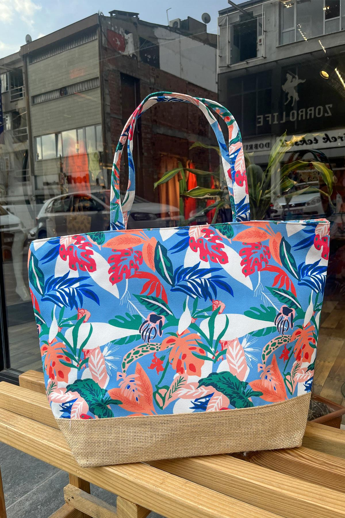 C&City Dijital Baskılı Plaj Çantası Y8670-26 K-10