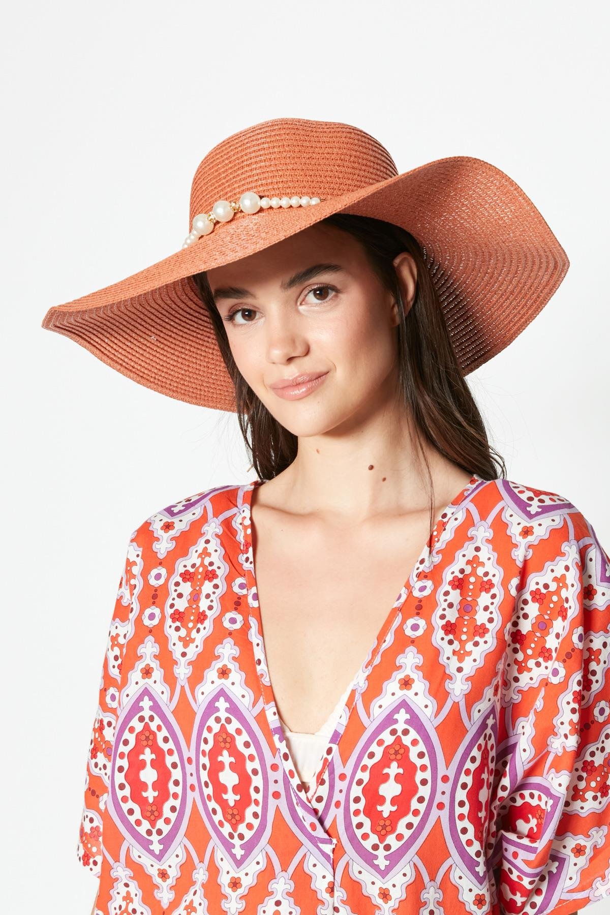 C&City Hasır Plaj Şapkası Y23730-03 Fındık