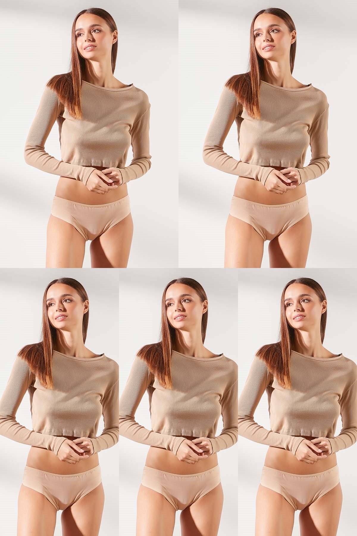 C&City Kadın 5'li Brazilian Külot 590 Ten