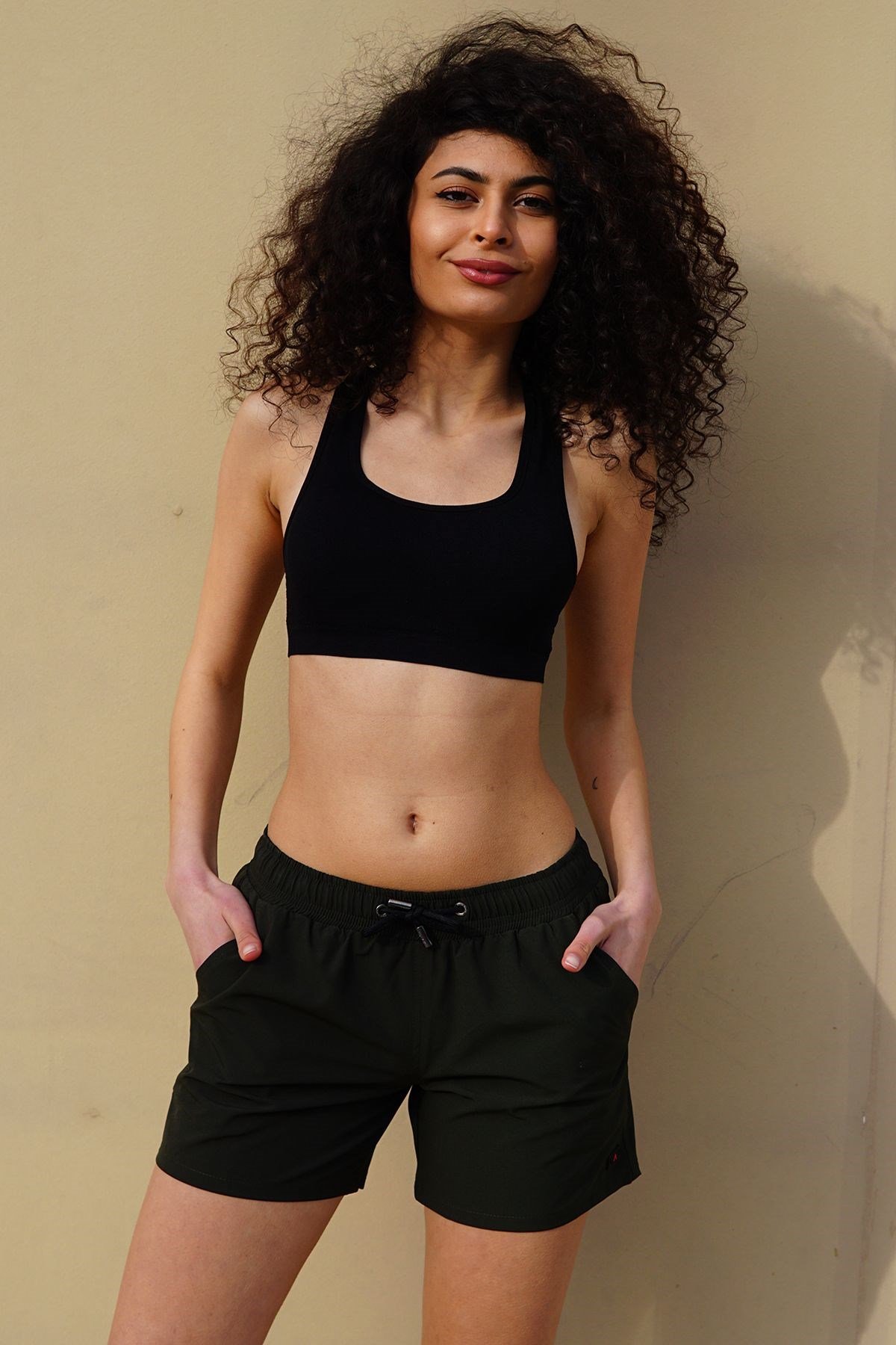 C&City Kadın Likralı Deniz Şort C1813 Haki