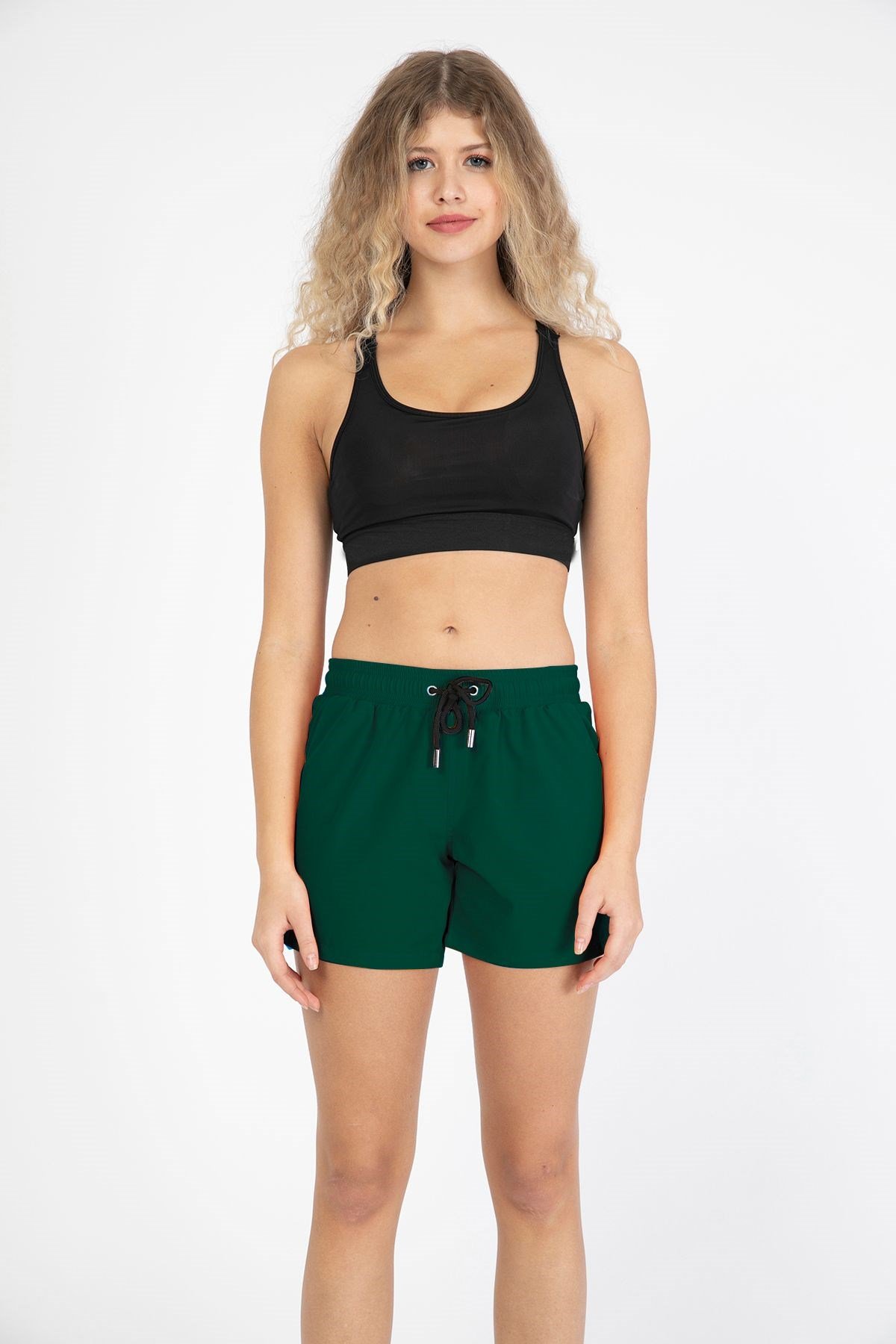 C&City Kadın Likralı Deniz Şort C1813 Yeşil