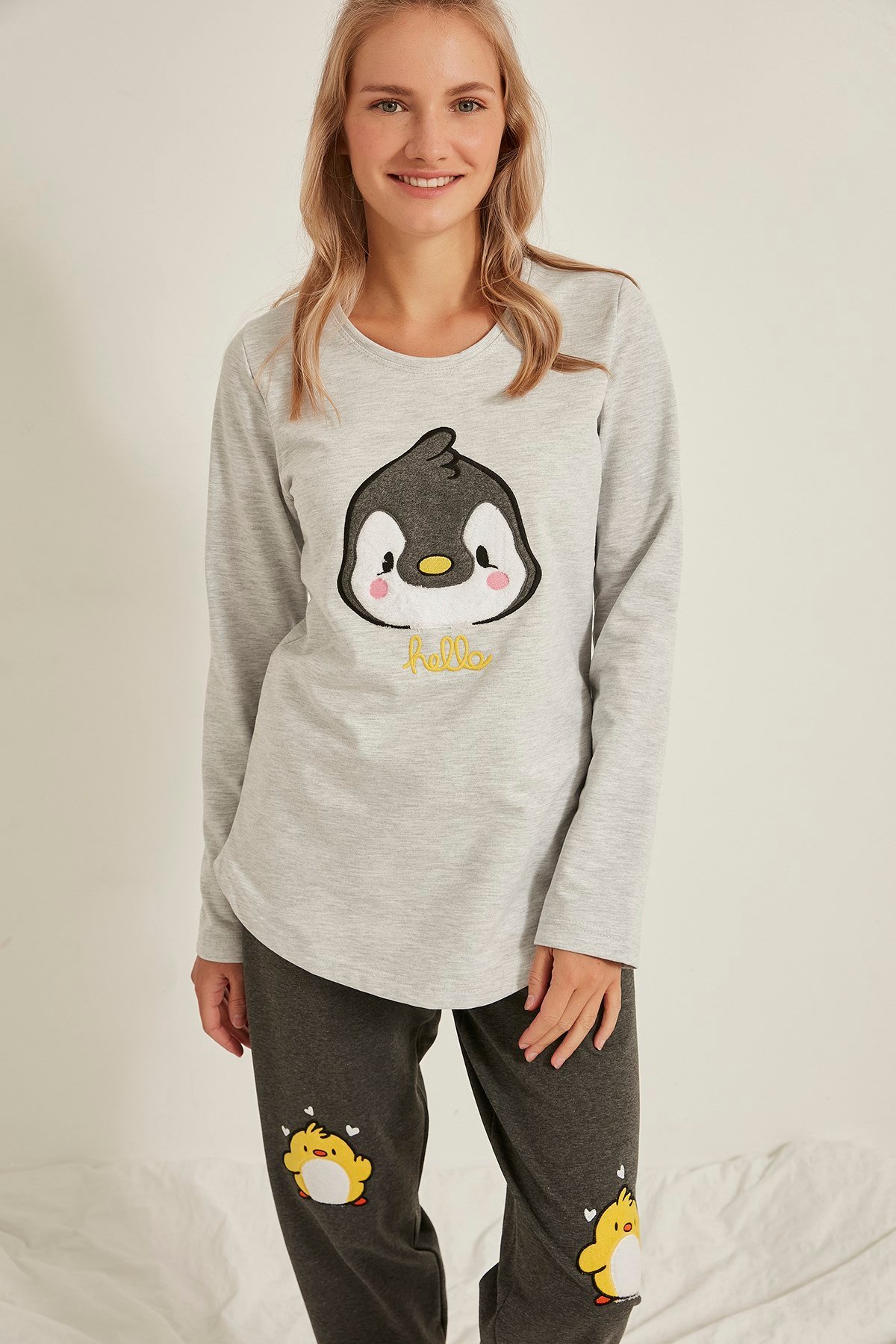 C&City Kadın Pijama Takım 0030240000 Gri Melanj