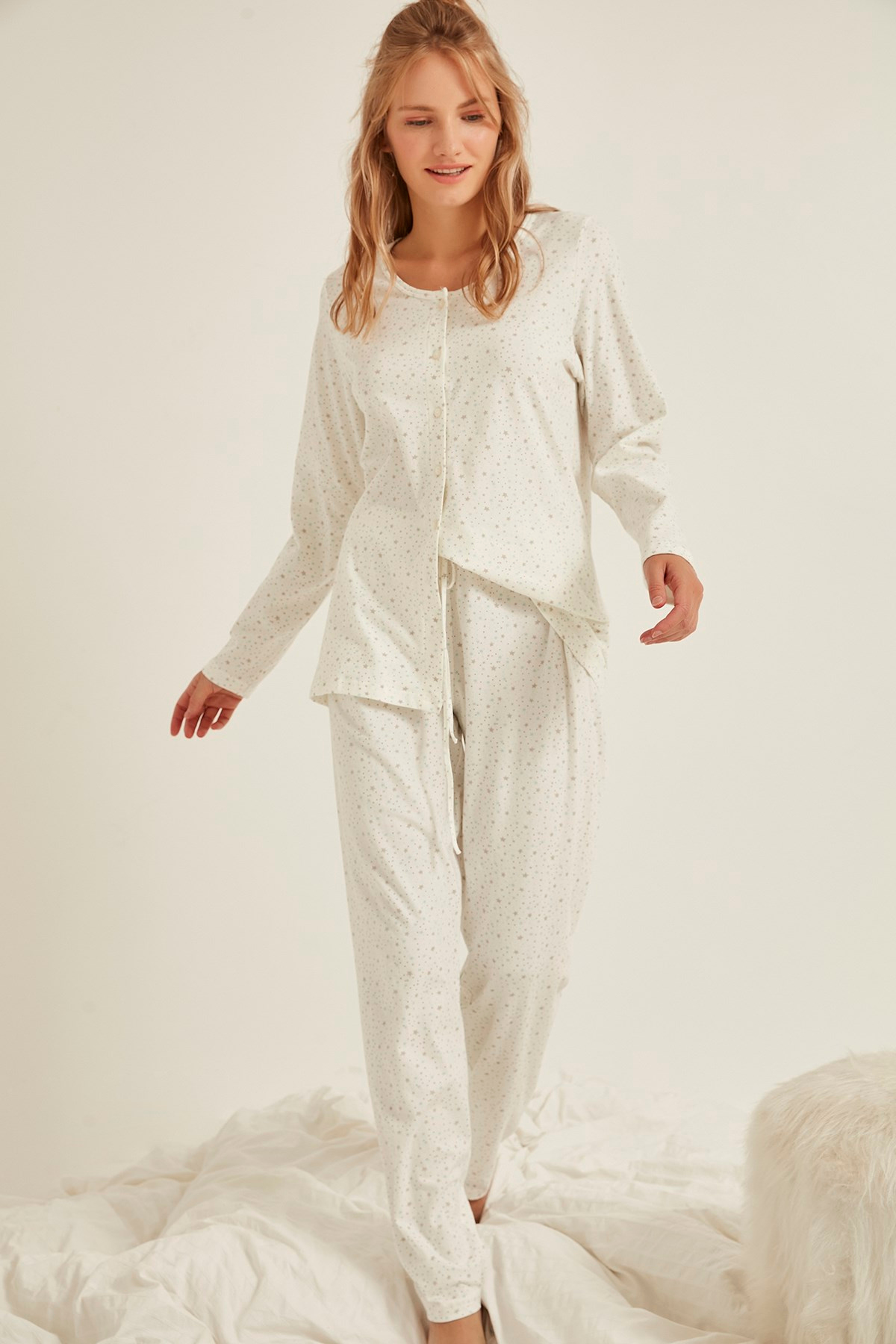 C&City Kadın Pijama Takım 0041473005 Ekru