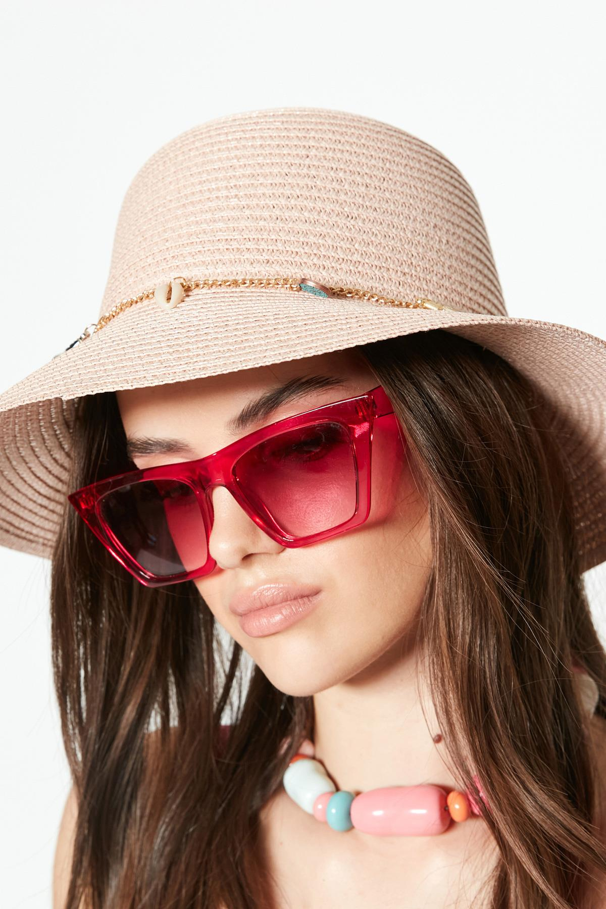 C&City Kadın Kısa Kenar Hasır Plaj Şapka Y23730-51 Pudra