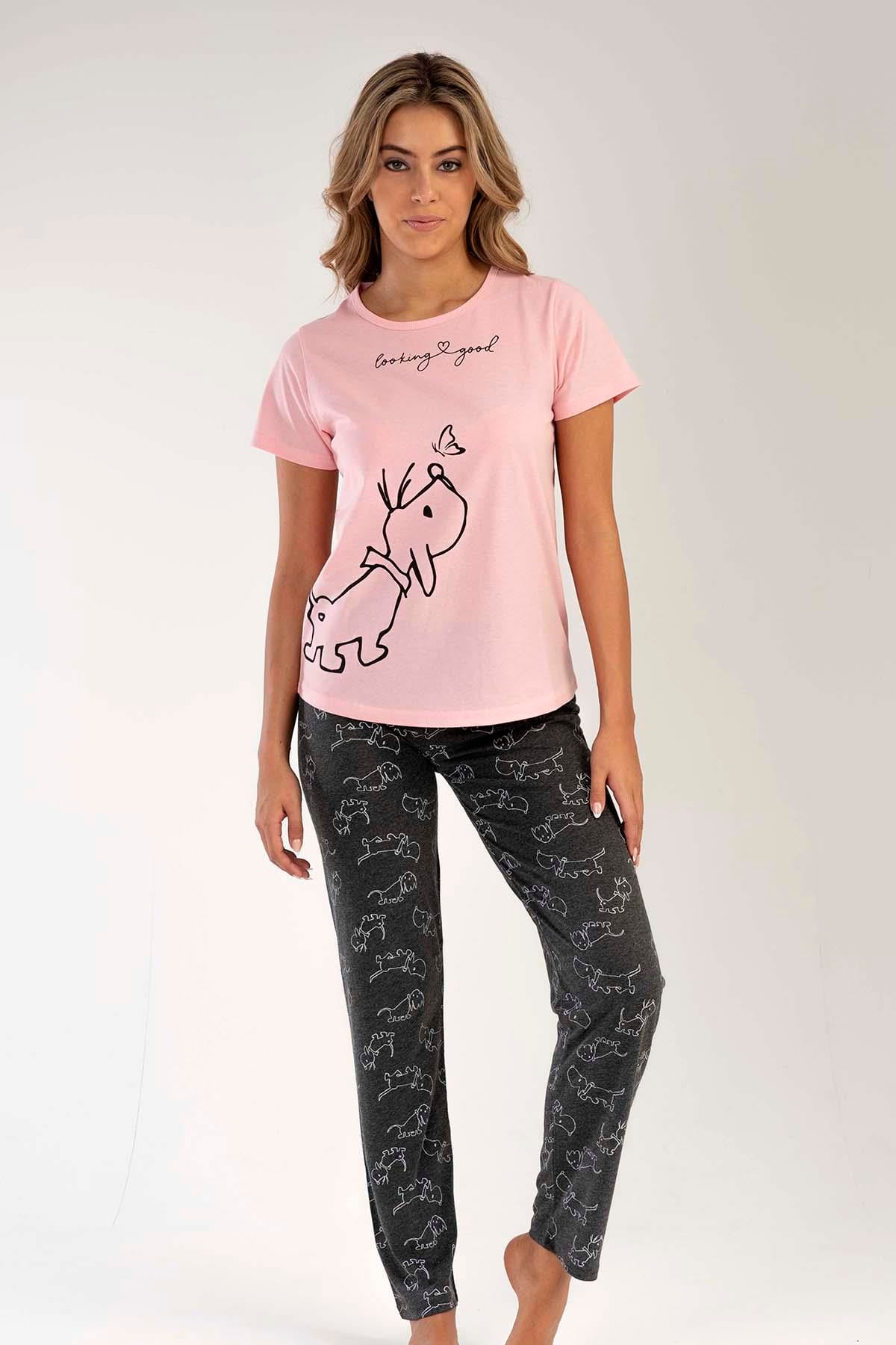 C&City Kısa Kol Pijama Takım Pembe-441023