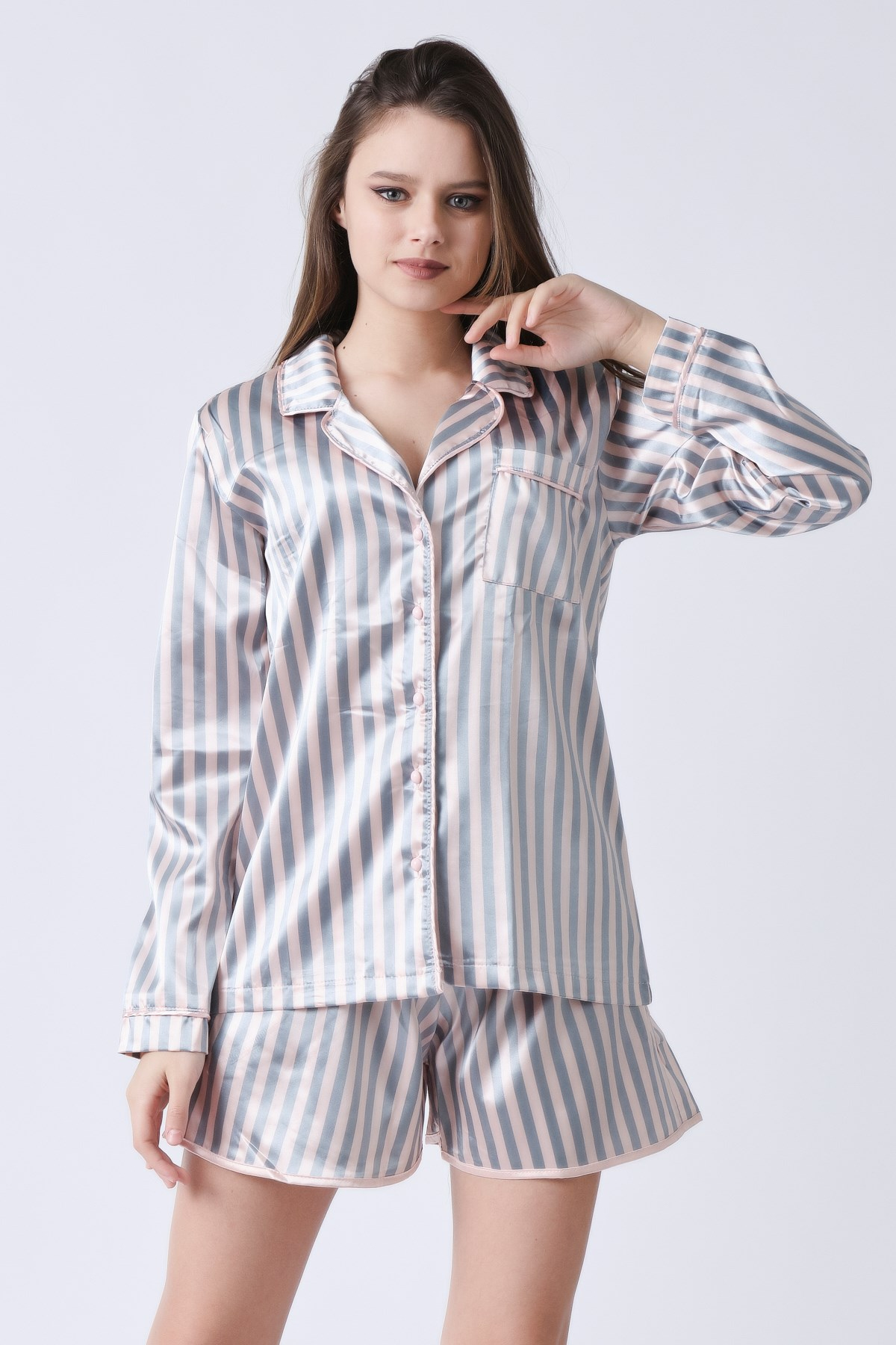 C&City Paulita Women Satin Shirt Lingerie