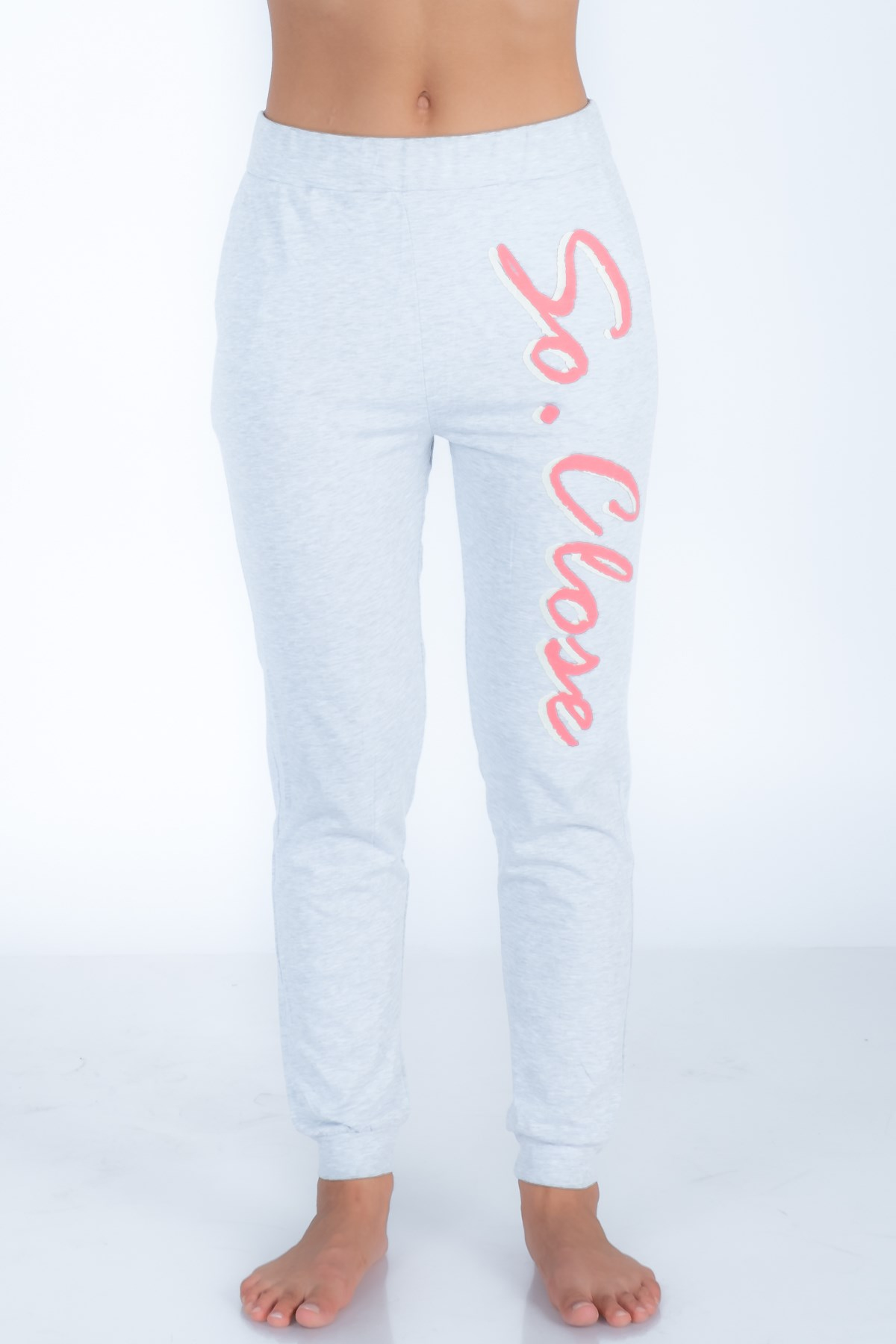 C&City So Close Kadın Penye Pijama Tek Alt Gri Melanj