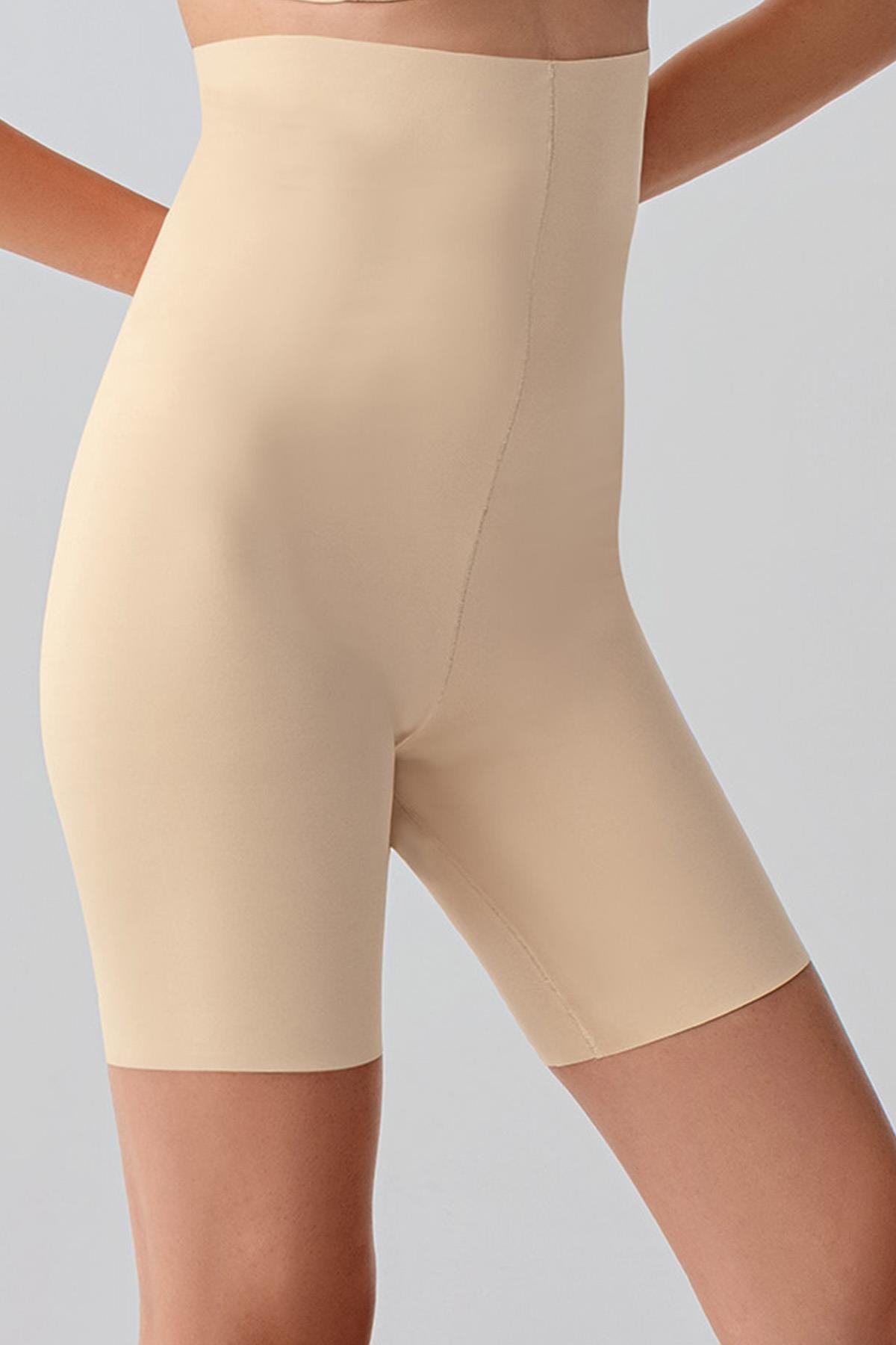 Dikişsiz Toparlayıcı Ultra Yüksek Bel Lazer Kesim Şortlu Korse C19210 Ten