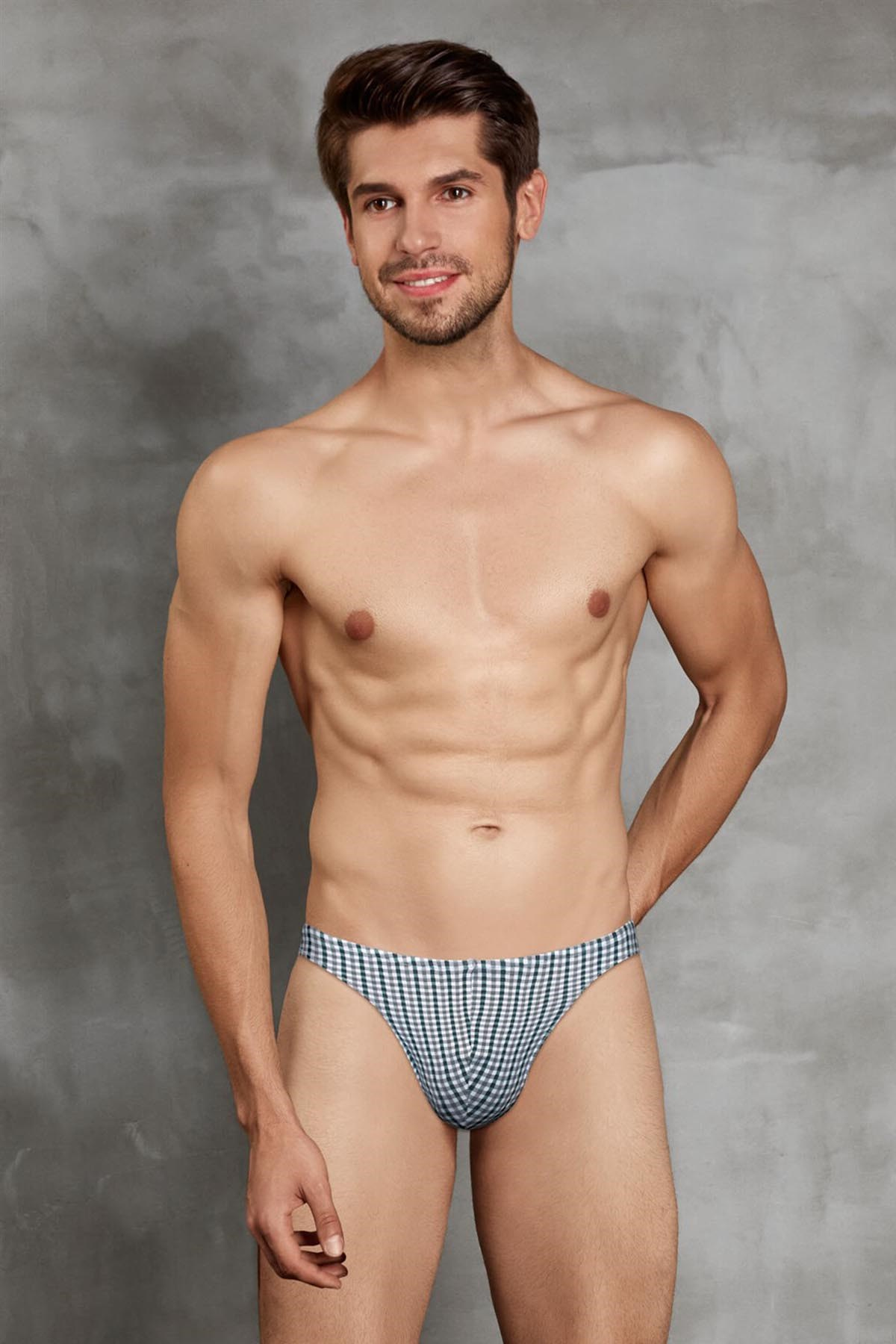 Doreanse 1304 Erkek String Green Grey Check