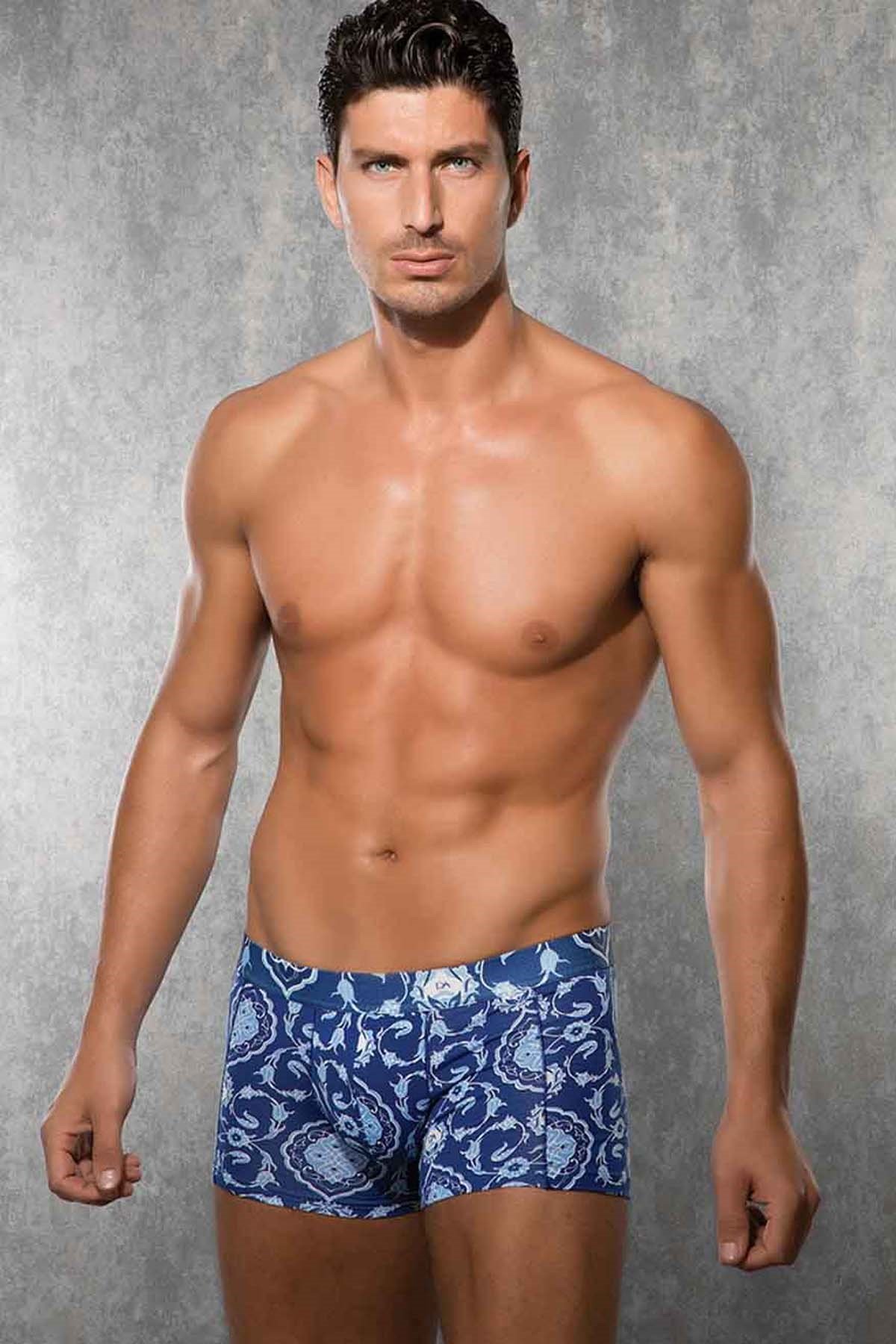 Doreanse 1883 Desenli Erkek Boxer Mavi