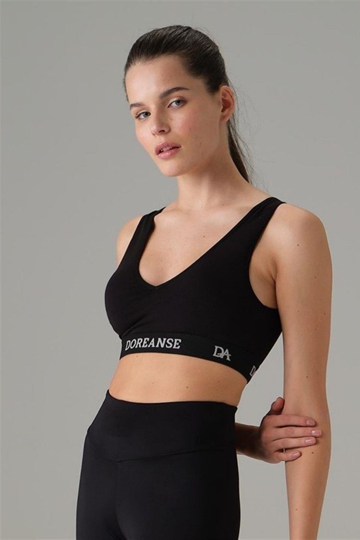 Doreanse Kadın Derin V Yaka Kaplı Spor Sütyen 5580 Ten