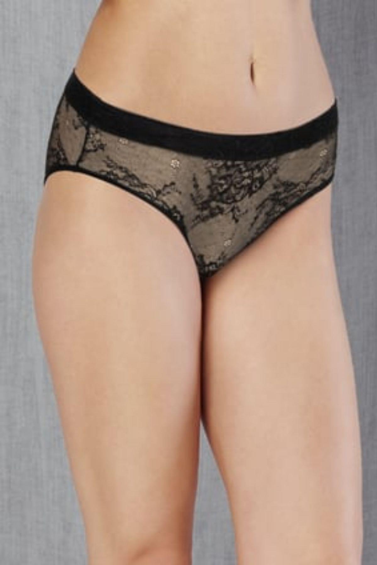 Doreanse Kadın Transparan Dantelli Slip Külot 7140 Siyah