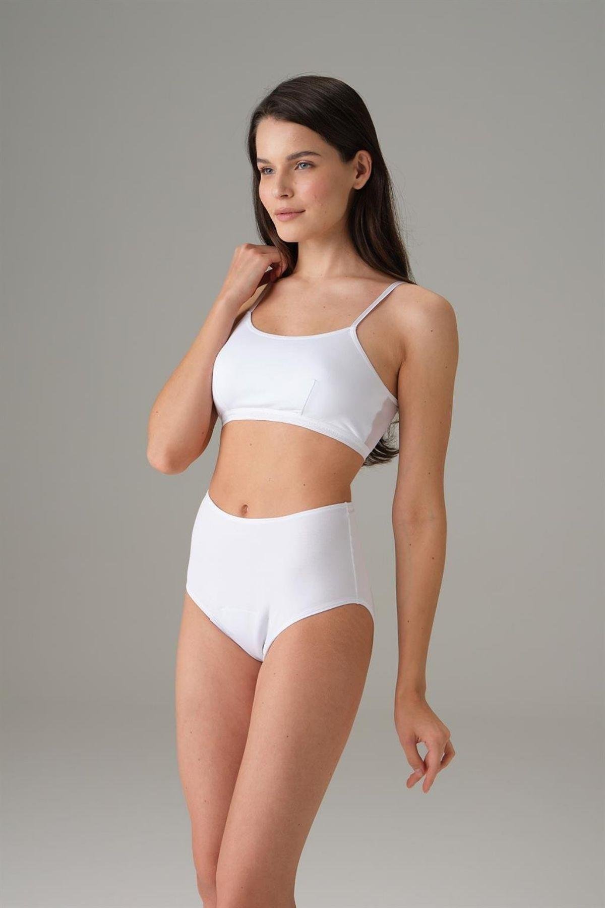 Doreanse Kadın Yüksek Bel Pedli Slip Külot 7183 Beyaz