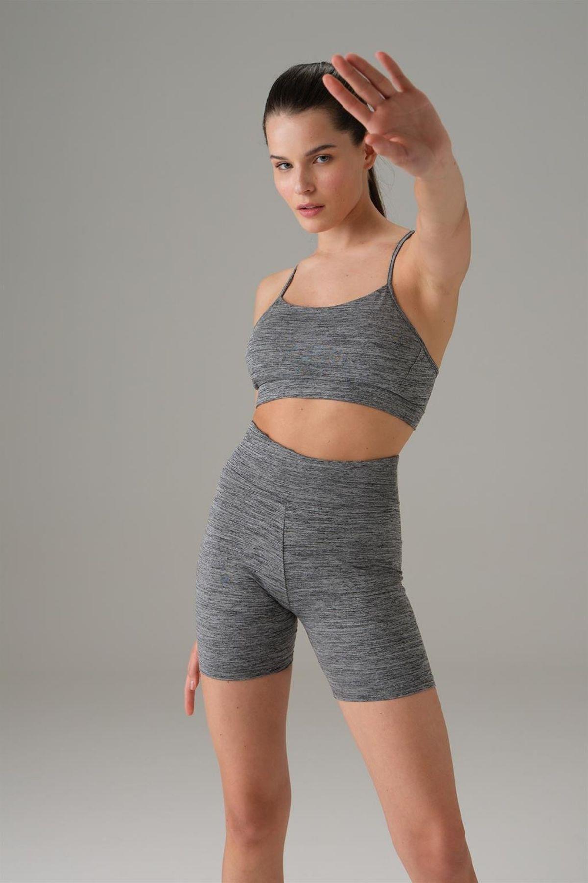 Doreanse Kadın Yüsek Bel Toparlıyıcı Kısa Tayt 8033 Gri