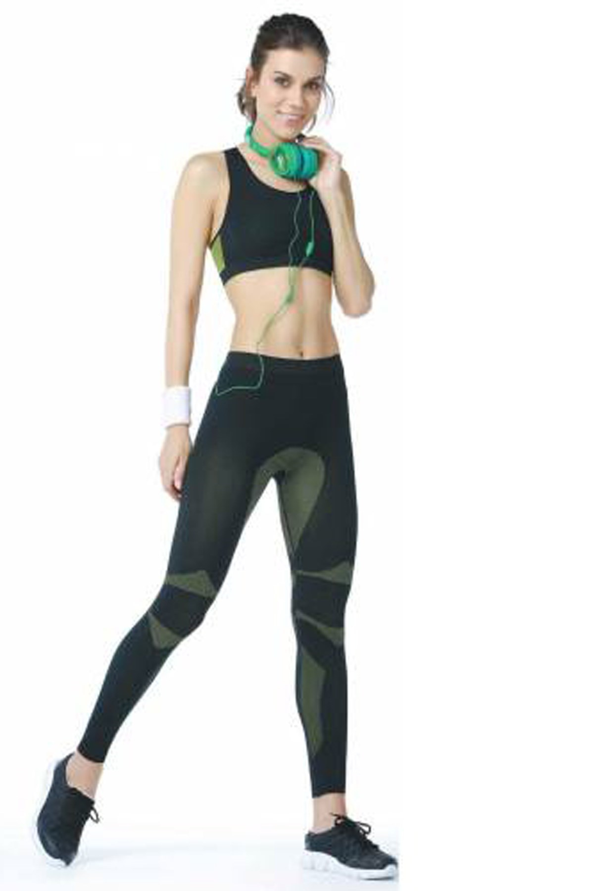 Emay 3815 Kadın Fitness Sporcu Büstiyer Tayt Takım Siyah