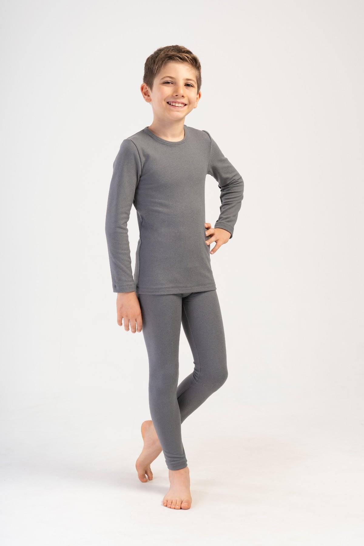 Erkek Çocuk Uzun Kol Bisiklet Yaka Termal Takım 405160 Füme
