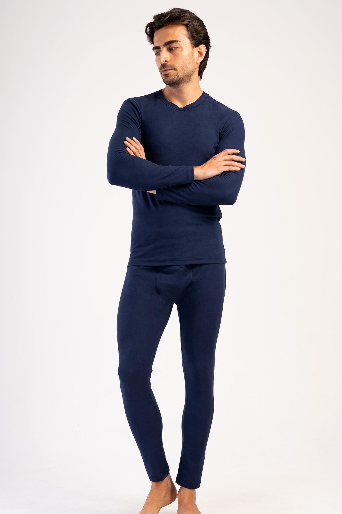 Erkek Uzun Kol Bisiklet Yaka Termal İçlik Takım 405153 Lacivert