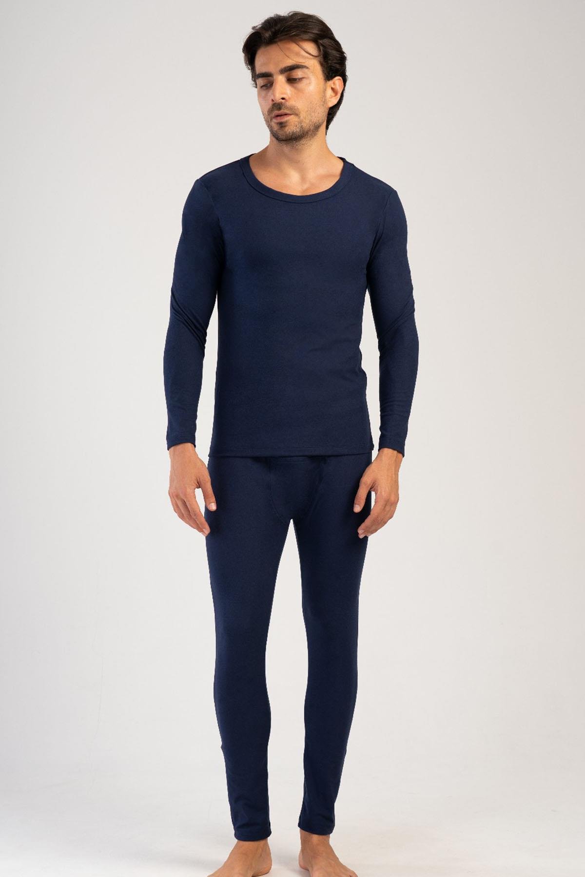 Erkek Uzun Kol Kayık Yaka Termal İçlik Takım 405158 Lacivert