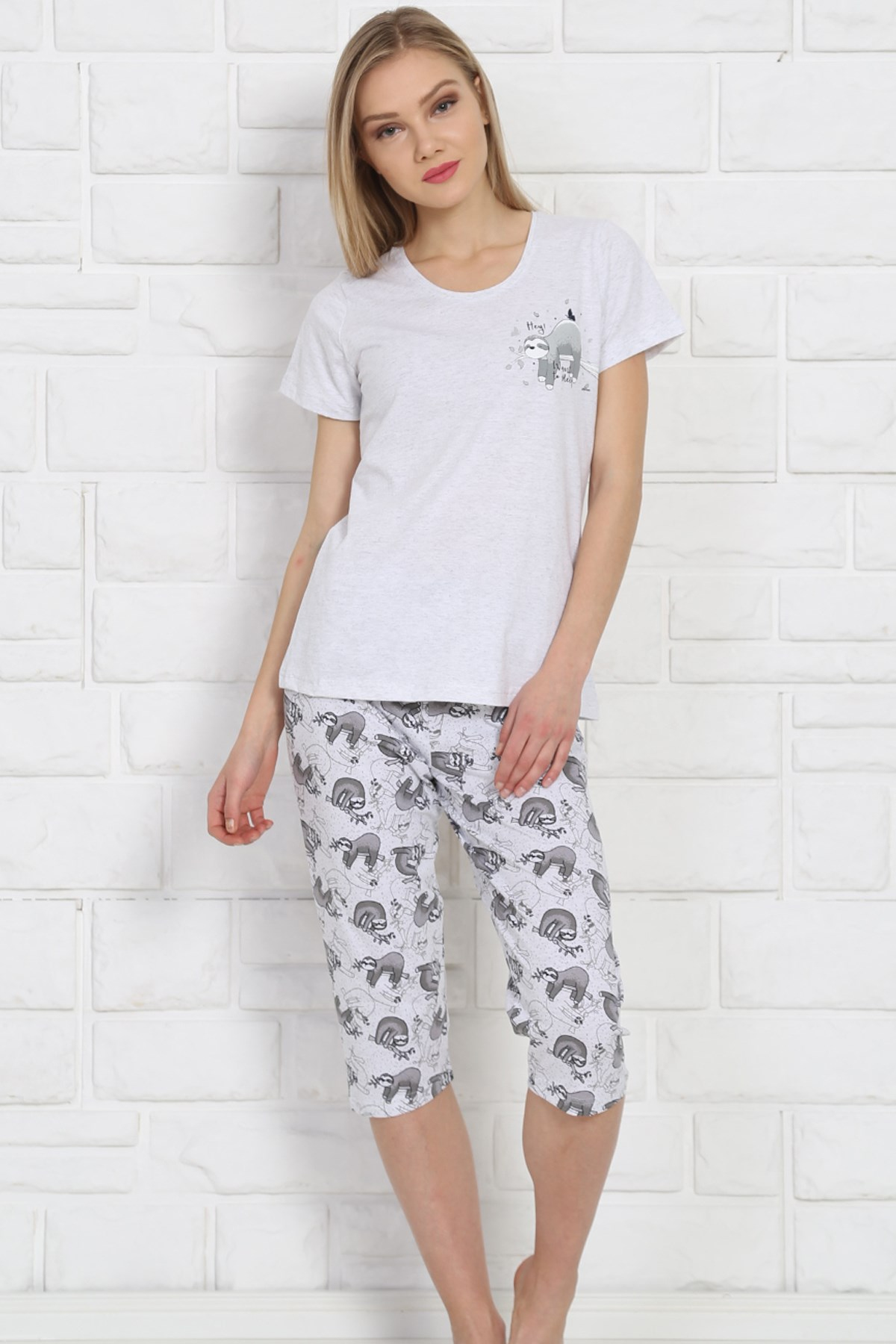 Good Look 8101233325 Kadın Kapri Pijama Takım Gri