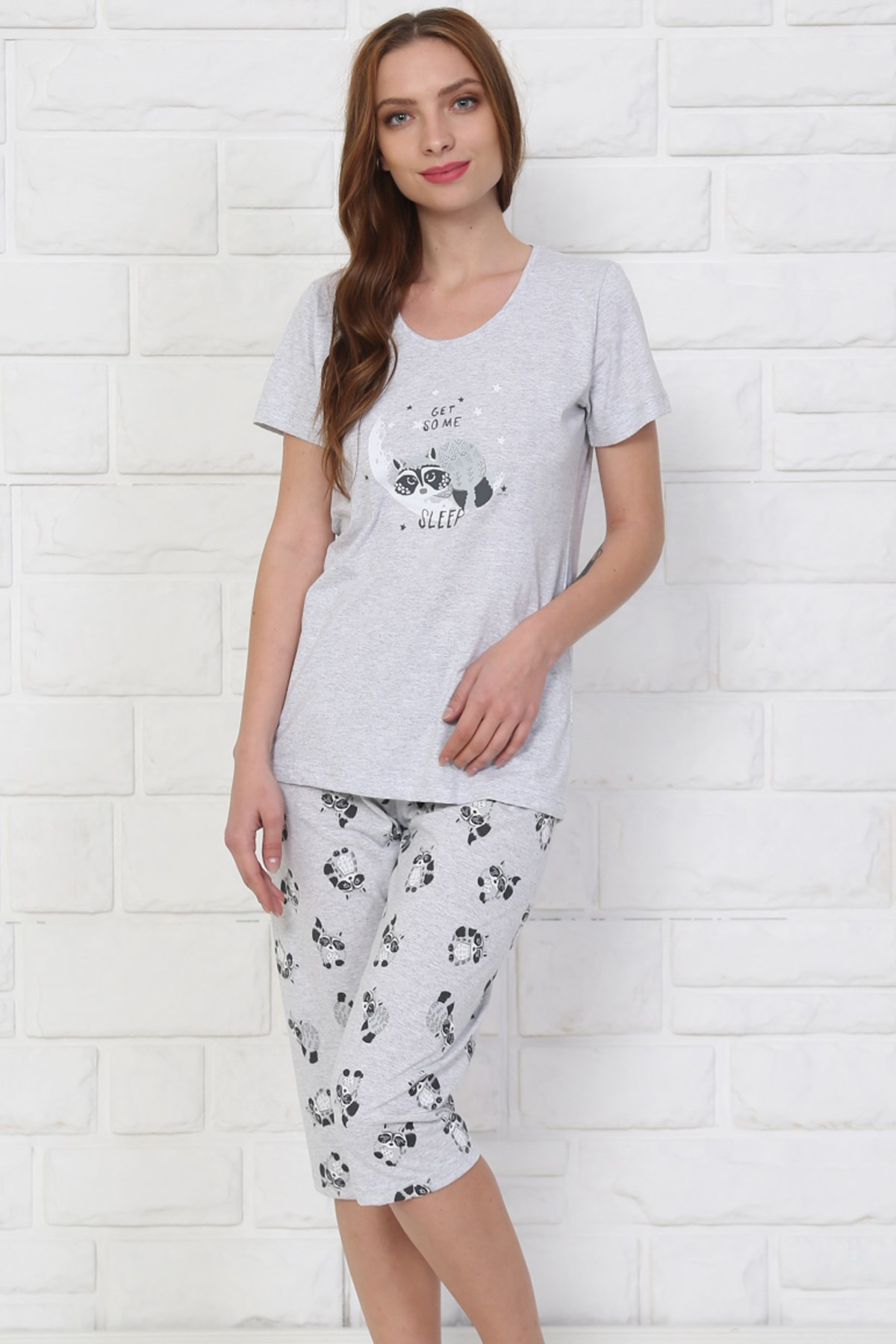 Good Look 8101324625 Kadın Kapri Pijama Takım Açık Gri