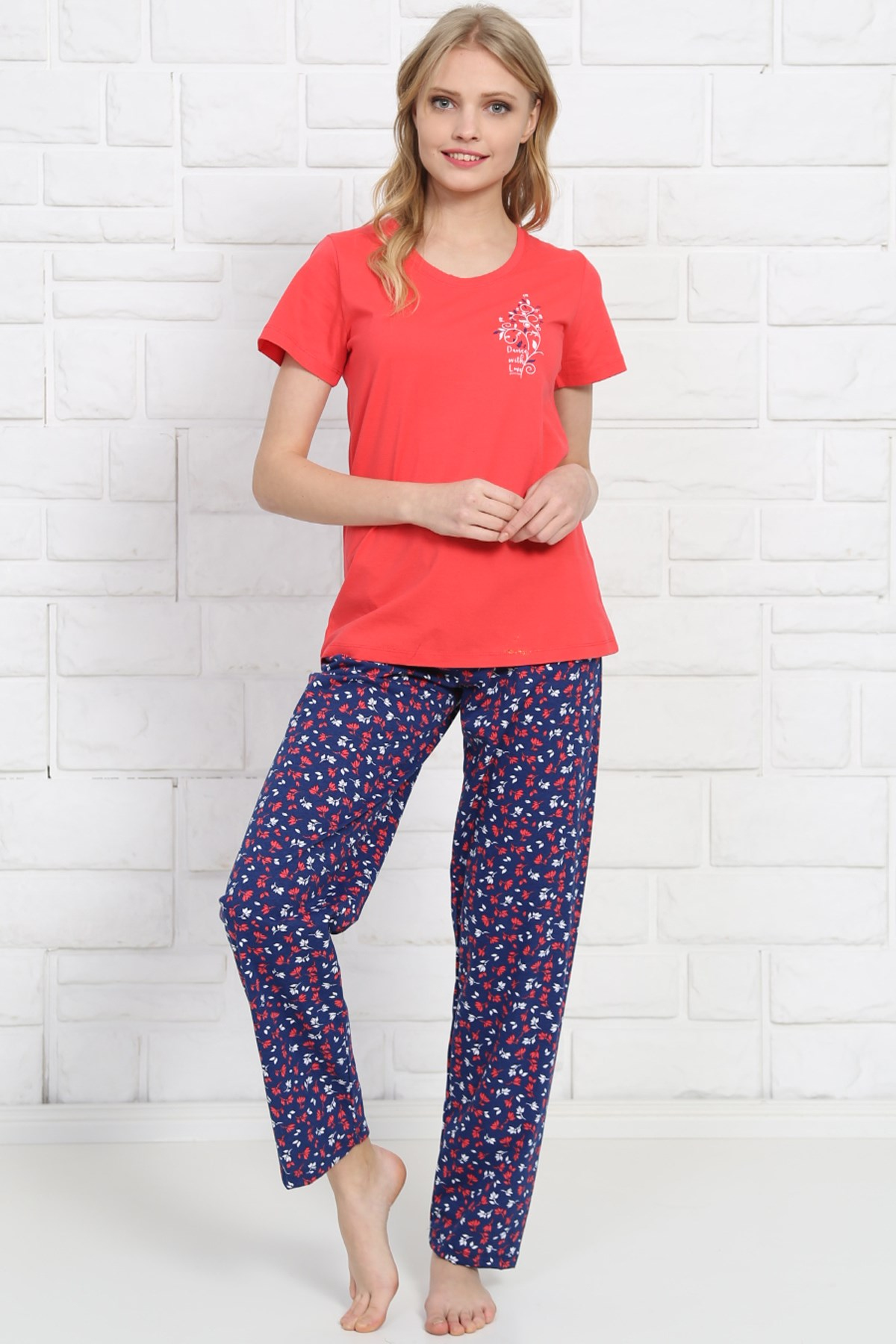 Good Look 8101362053 Kadın Kısa Kol Pijama Takım Pembe