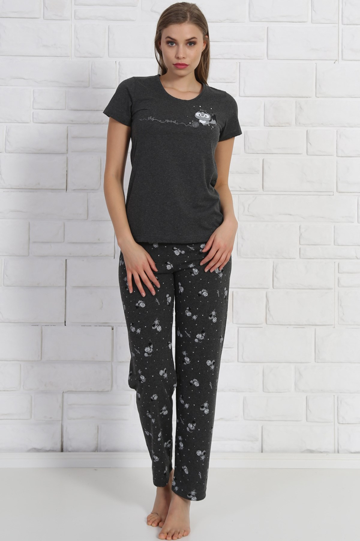 Good Look 8101400352 Kadın Kısa Kol Pijama Takım Antrasit