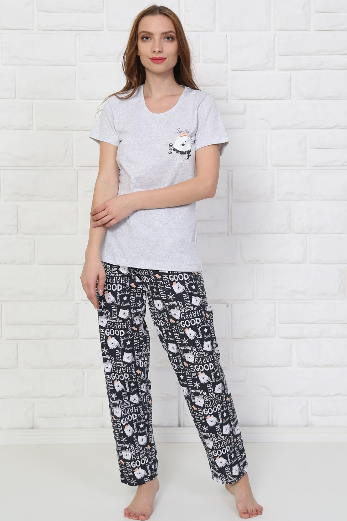 Good Look 8101617555 Kadın Kısa Kol Pijama Takım Antrasit
