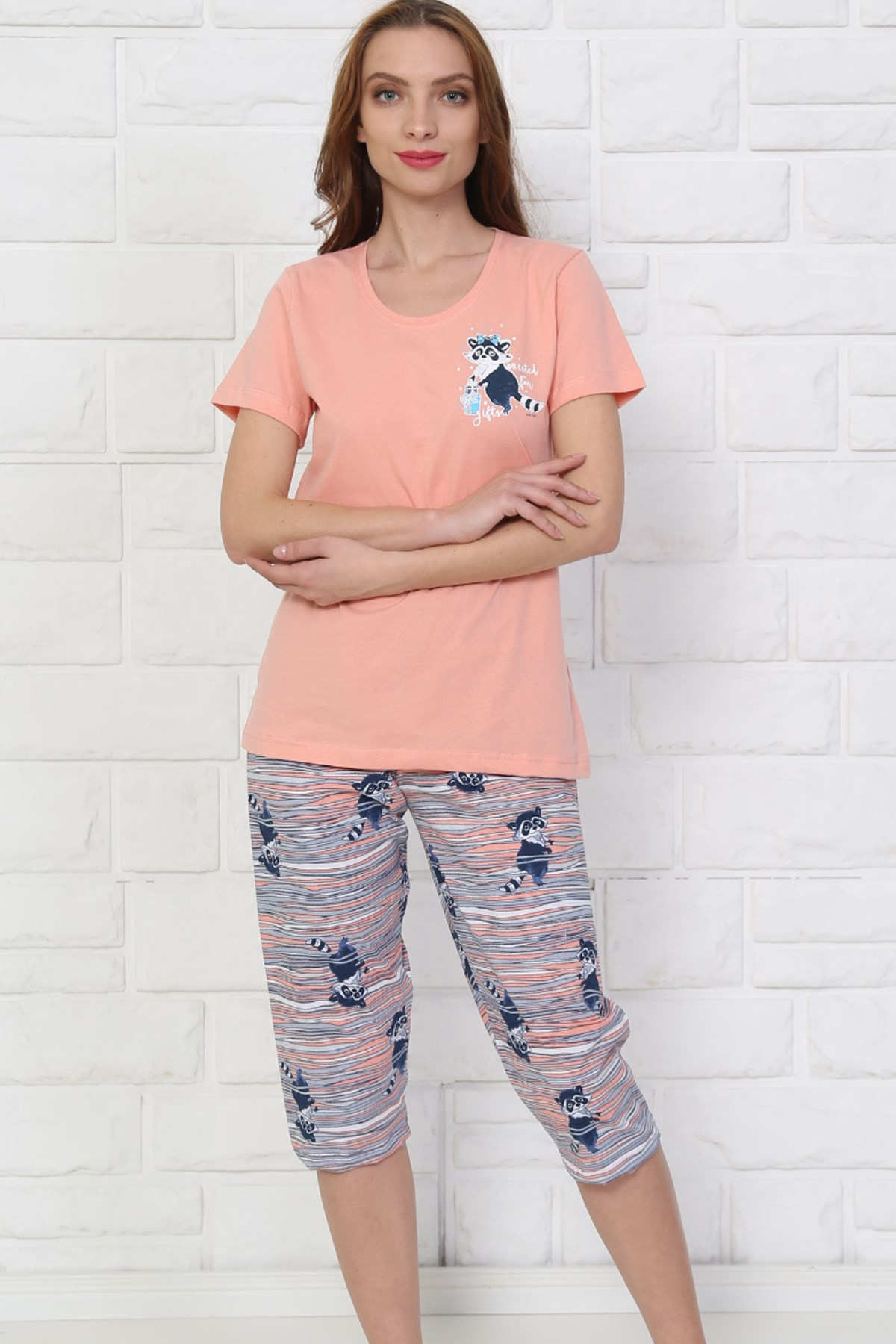 Good Look 8101750036 Kadın Kapri Pijama Takım Somon