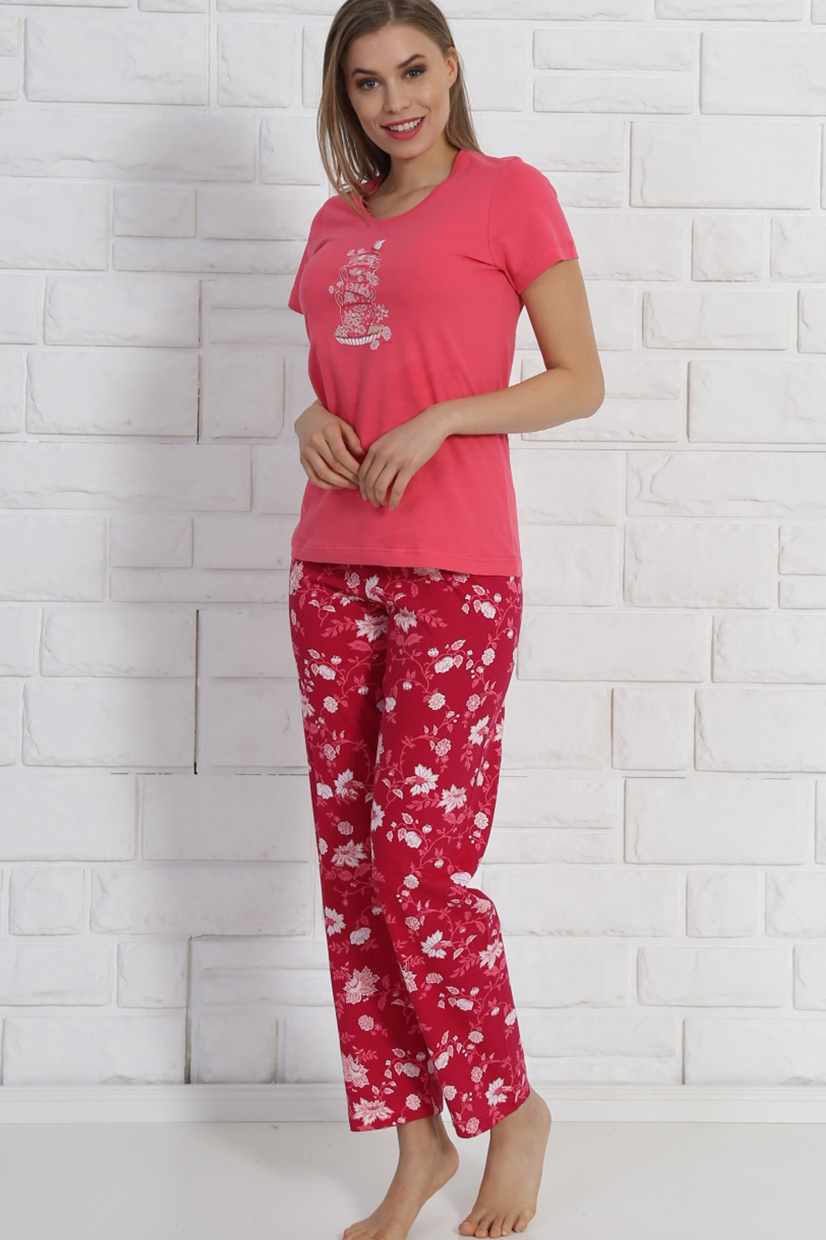 Good Look 8101956533 Kadın Kısa Kol Pijama Takım Pembe